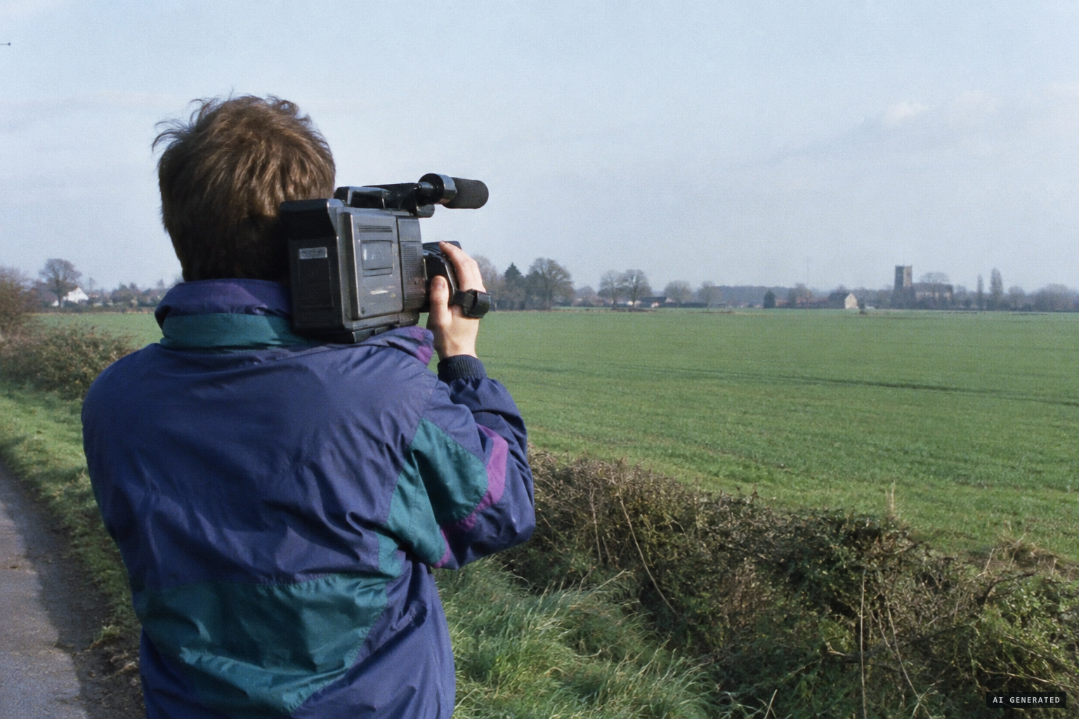 William Rooker films in a field near Cottenham, 1994