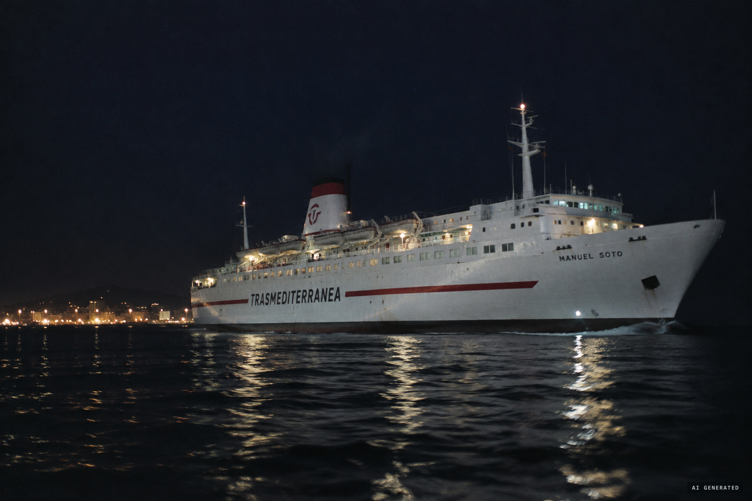 The ferry Manuel Soto leaves Las Palmas for Arrecife on the night of 22 December 1985