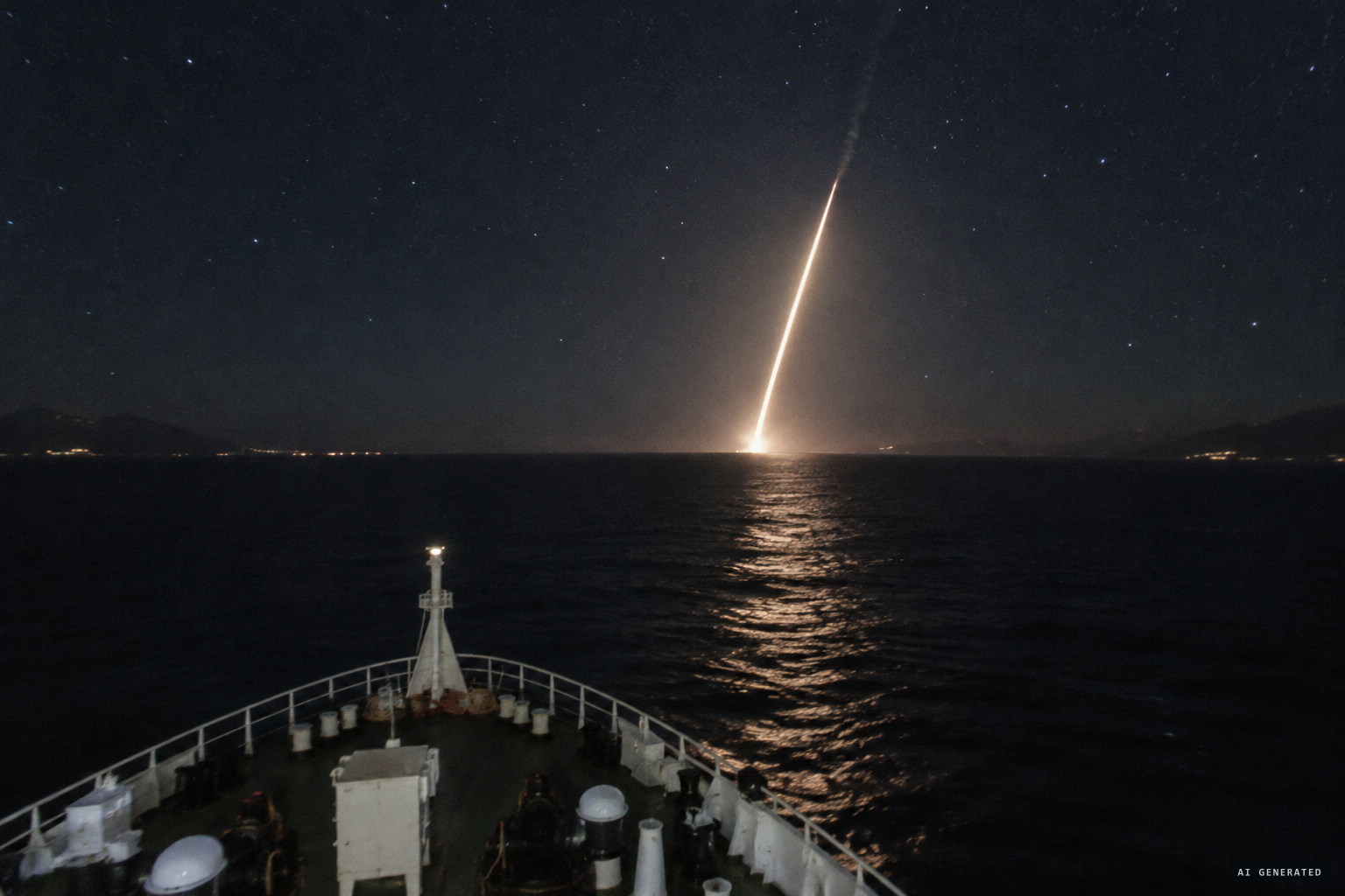 Around 03:25 the light rushes toward the ship and climbs to the zenith in two minutes