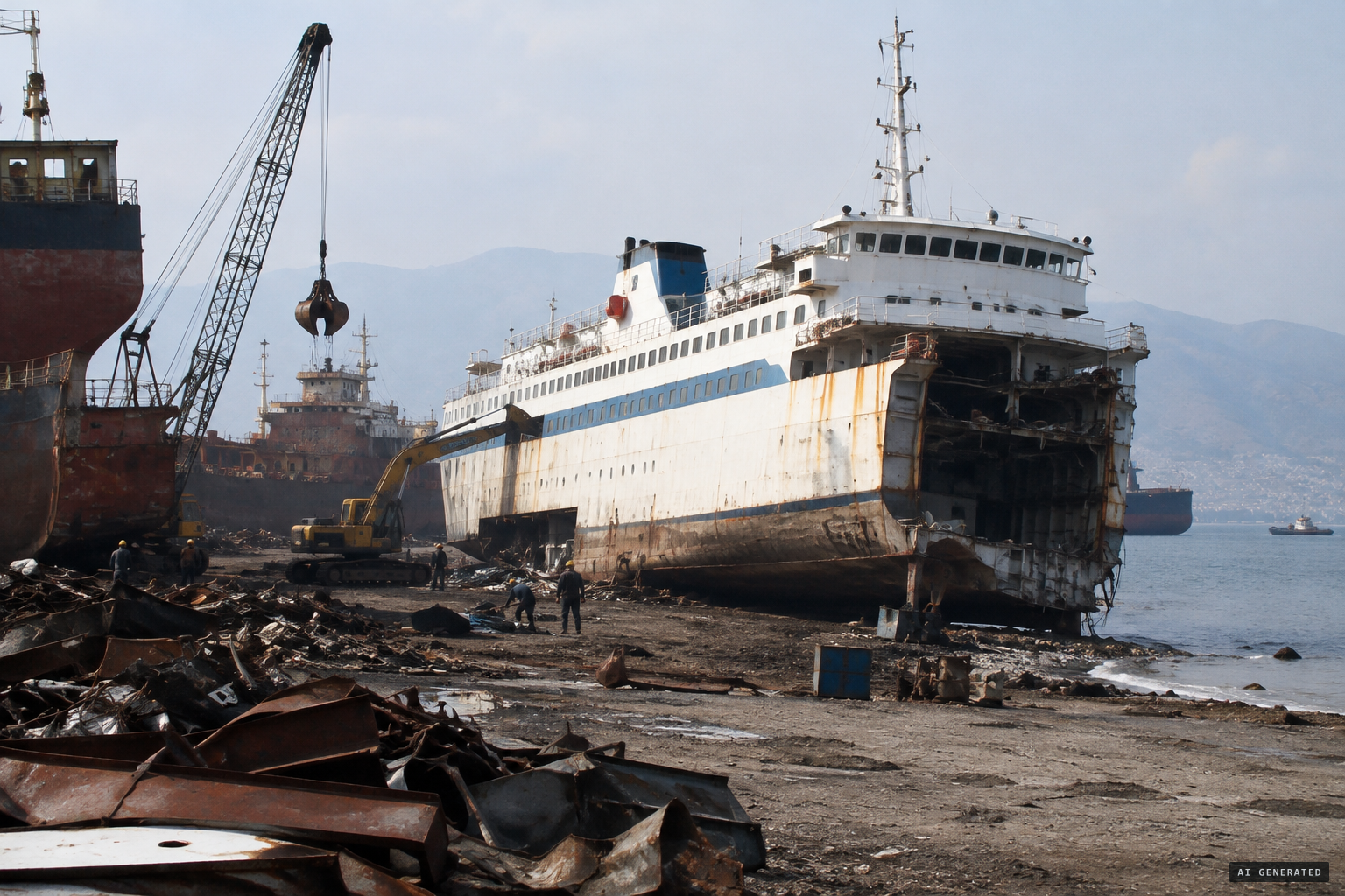 The former Manuel Soto, later Moby Fantasy, is scrapped at Aliağa in 2013