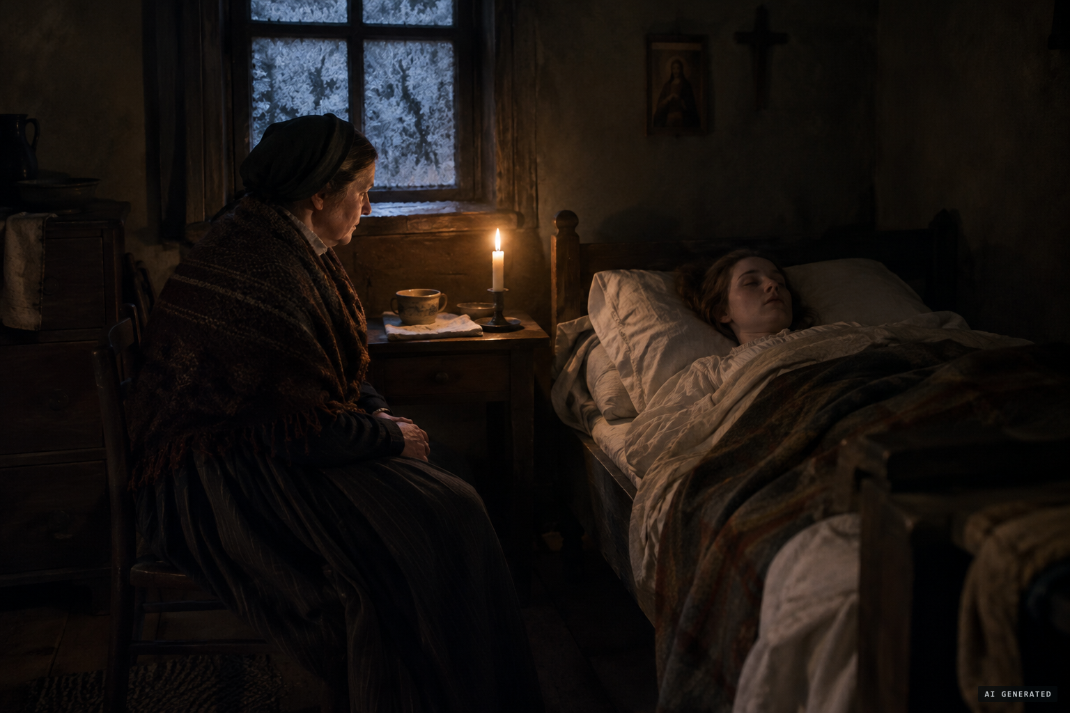 Veronika Kindermann keeps watch at the sickbed in the night