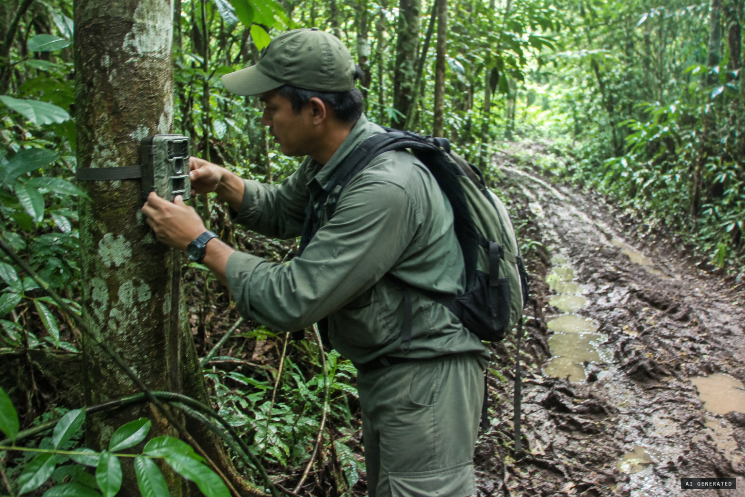 Camera traps set in the forest