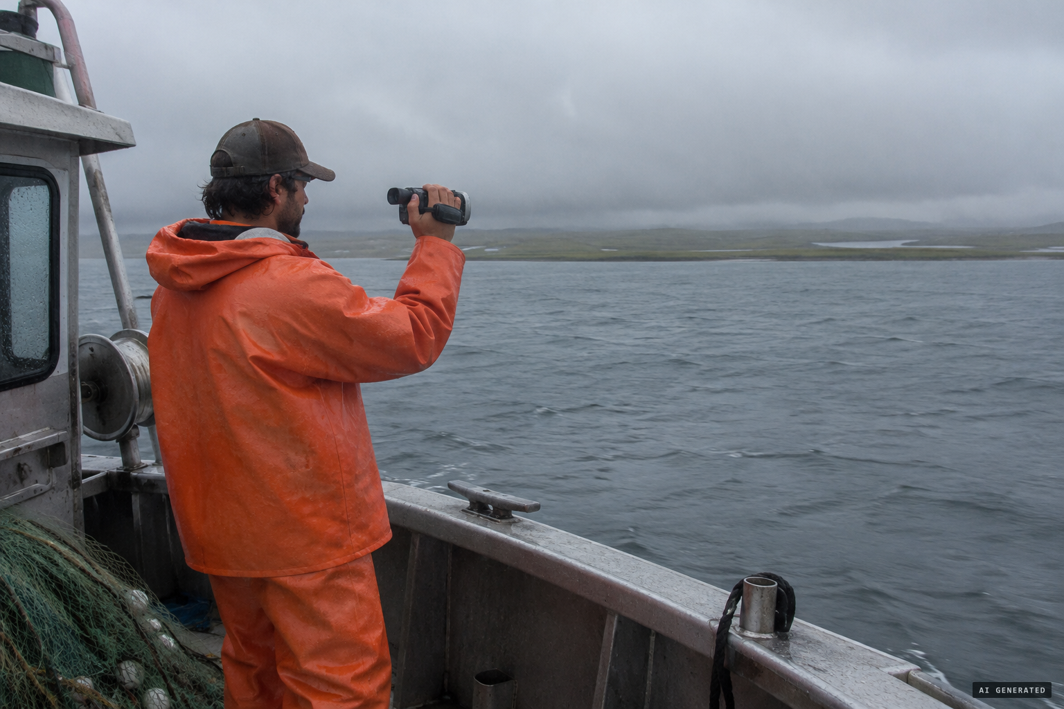 Fisherman Kelly Nash films the water of Nushagak Bay