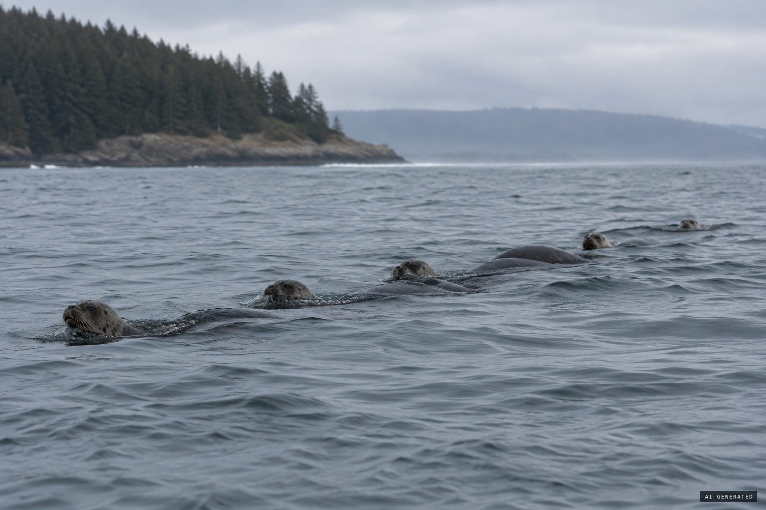 Lines of swimming animals mistaken for a serpent