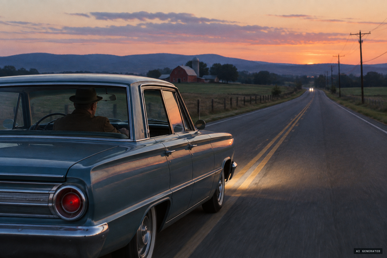 Gunsmith Horace Burns driving east on Route 250 toward Fishersville