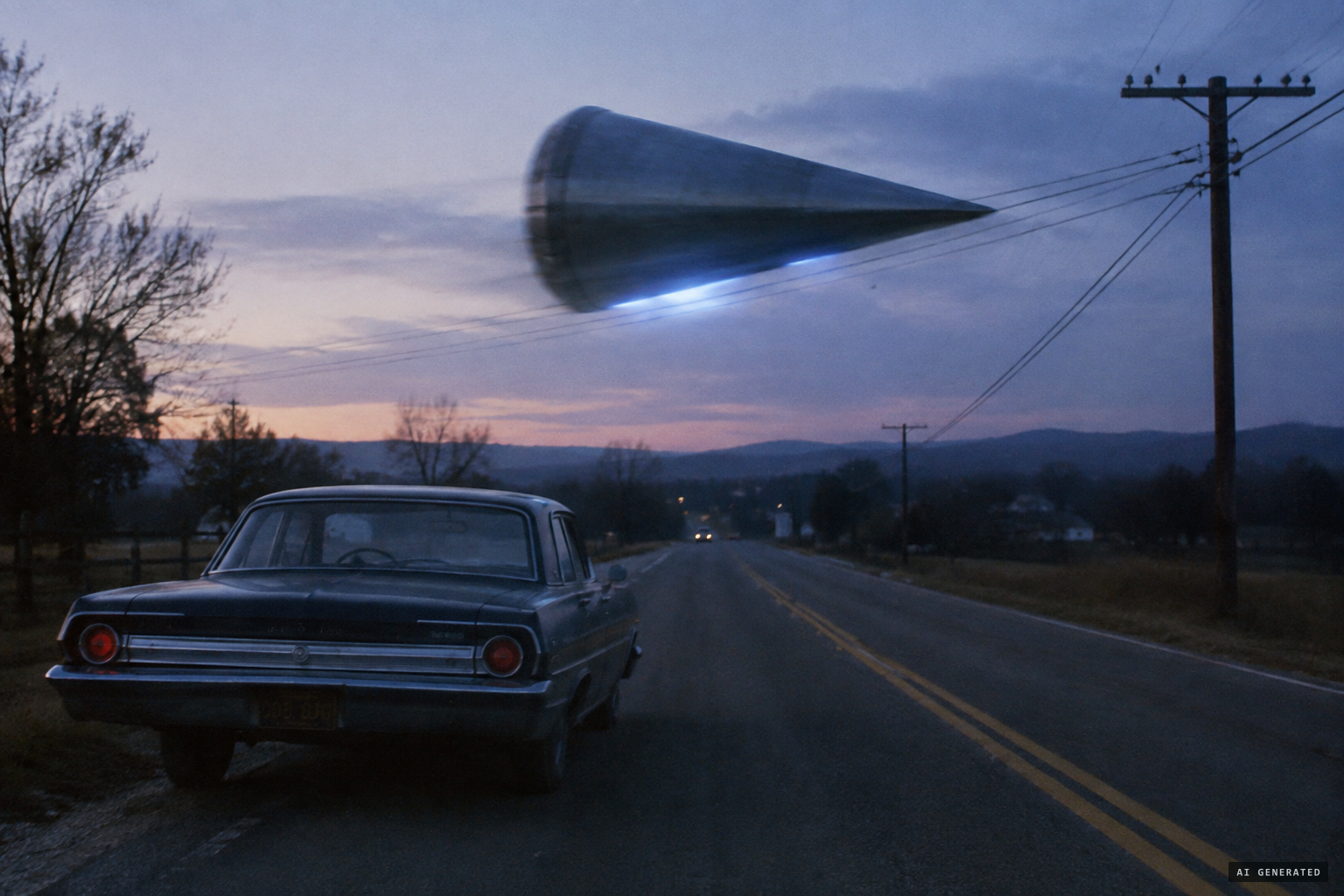 The object crosses the highway ahead as the car's engine dies