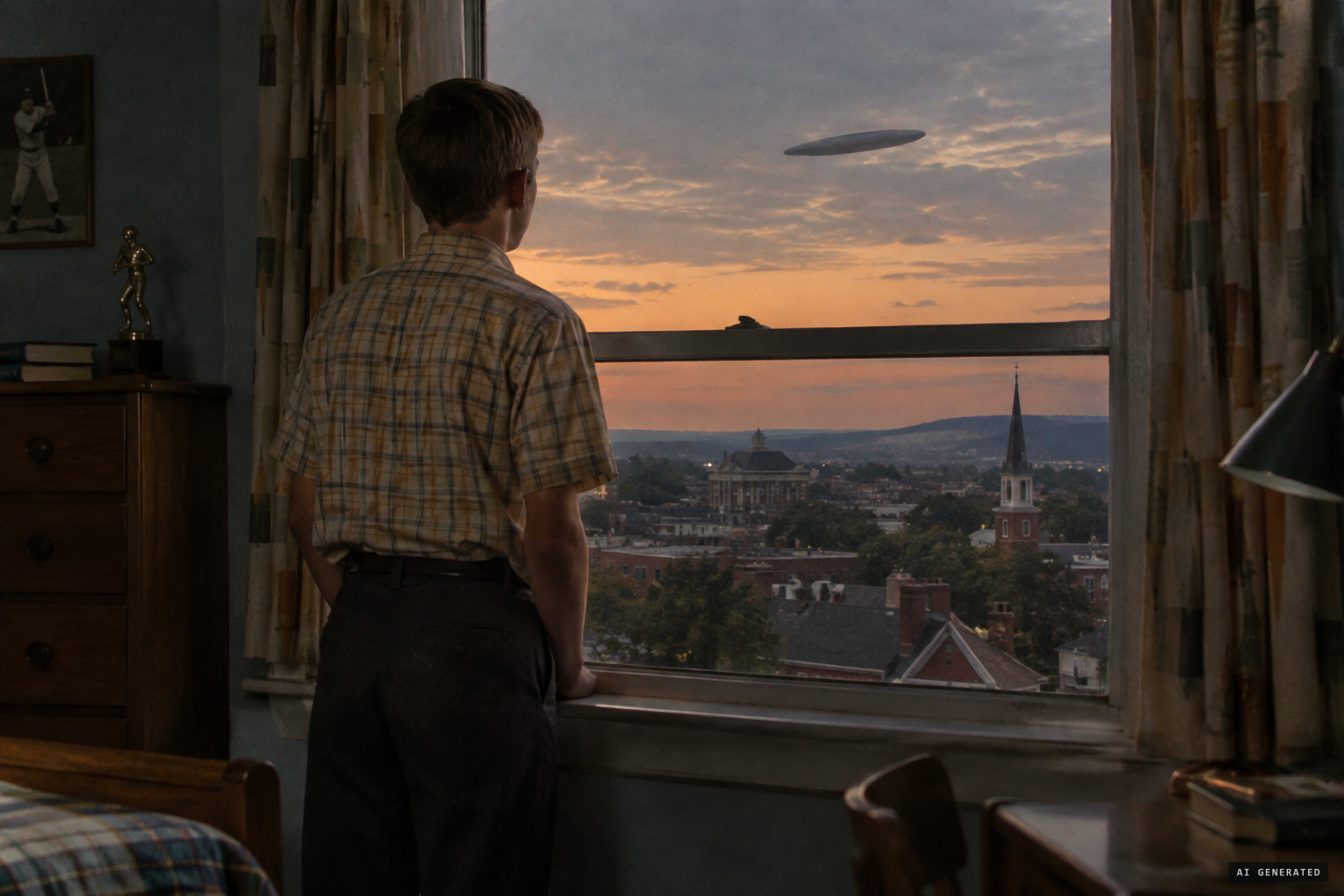 Kenneth Norton Jr. sees a cigar-shaped object from his bedroom window