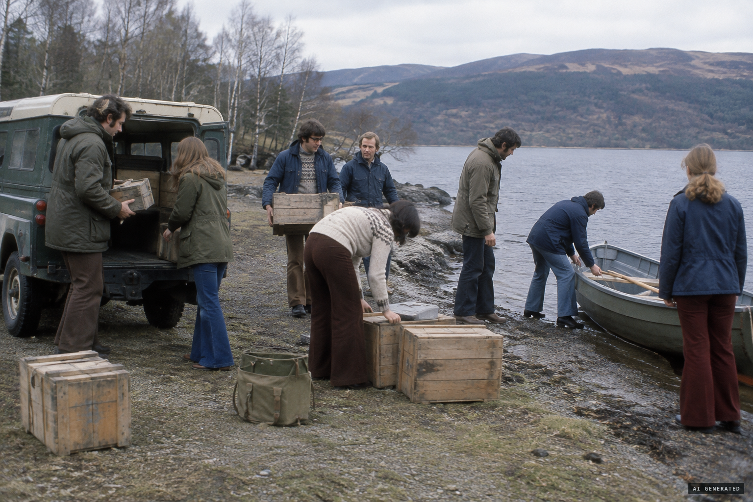 The Flamingo Park Zoo team arrives at Loch Ness for its bait experiment