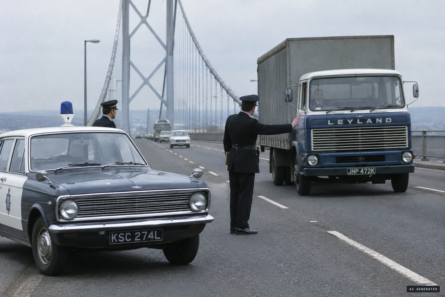 Fife police stop the lorry at the Forth Road Bridge