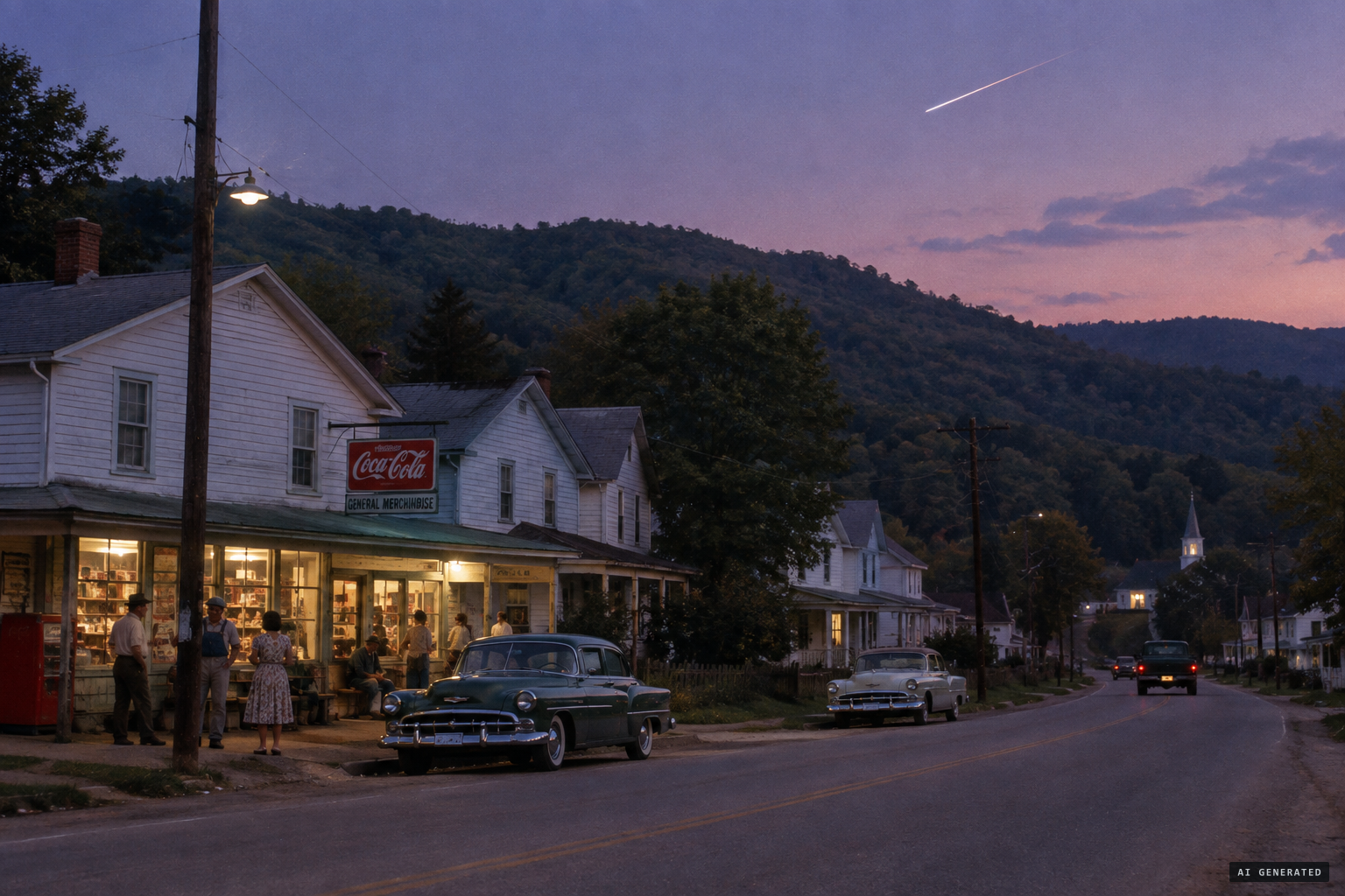 Flatwoods, West Virginia, on a September evening in 1952
