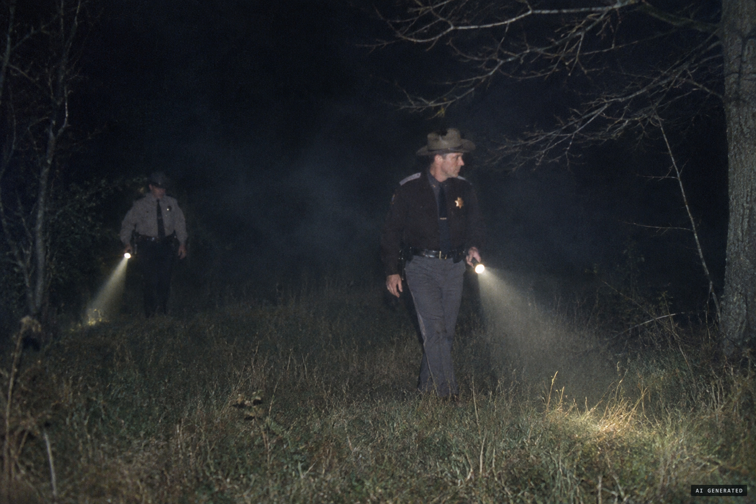 Sheriff Carr and a deputy search the hill and find nothing