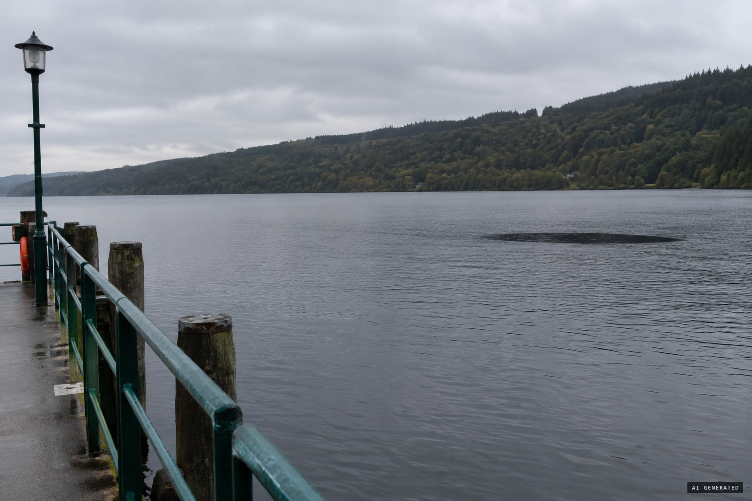 A black area of water about 15ft long appears