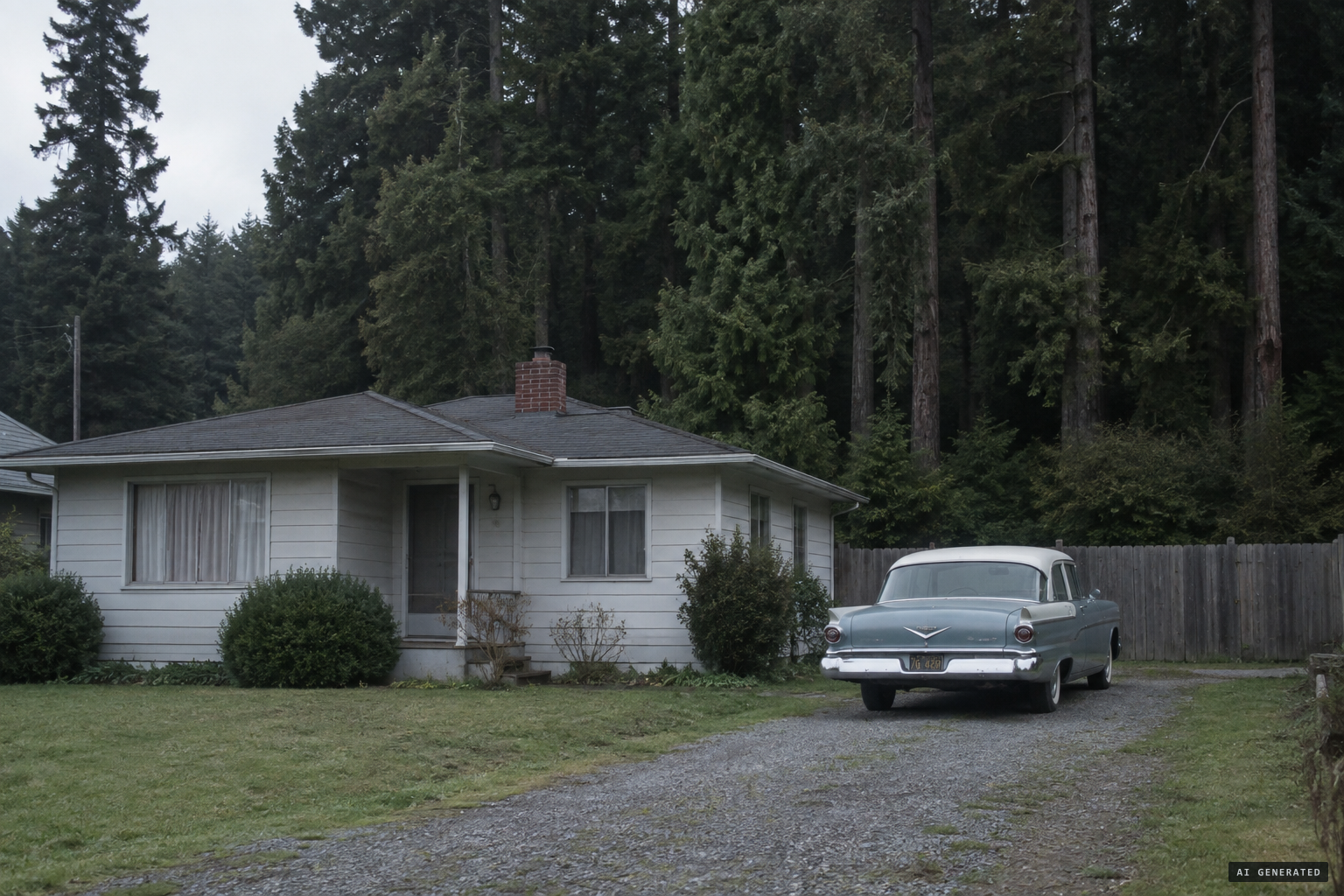 The Jenkins home on the edge of the redwood forest at Fort Bragg
