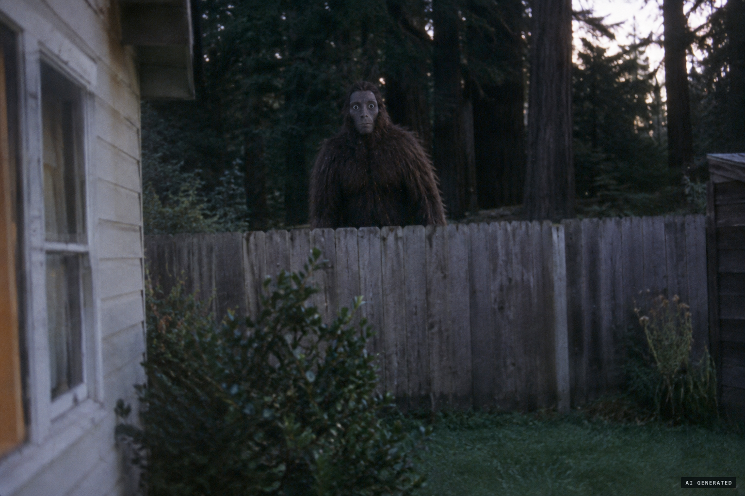 A creature standing chest and shoulders above the 6-foot fence