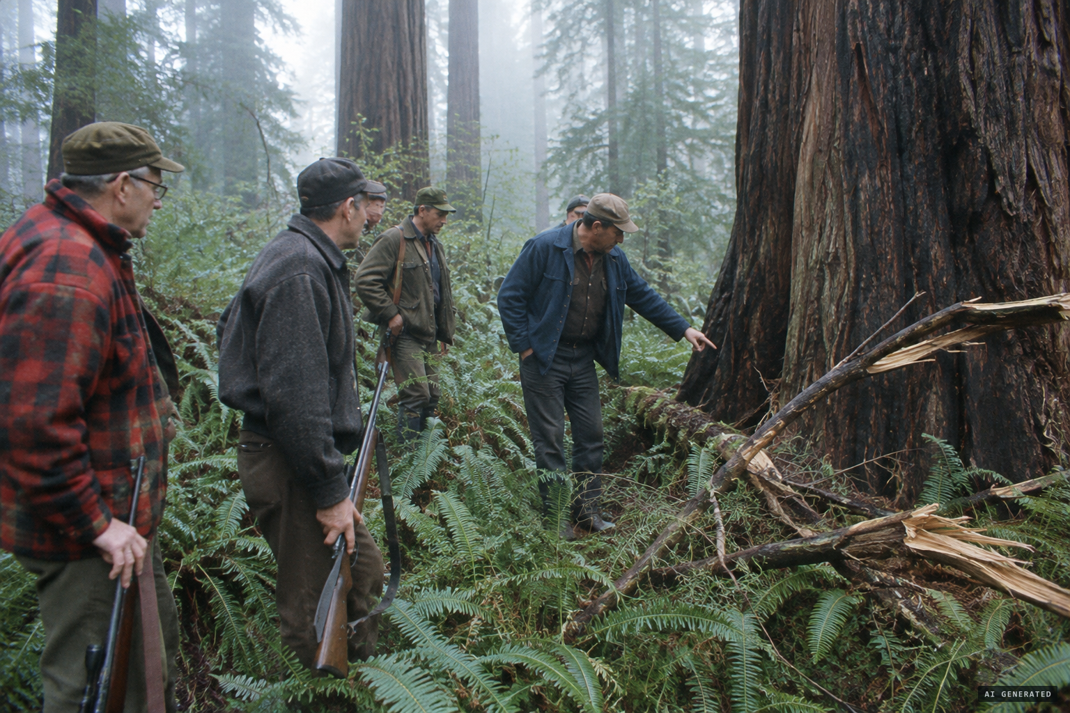 Neighbours search the woods and find broken branches