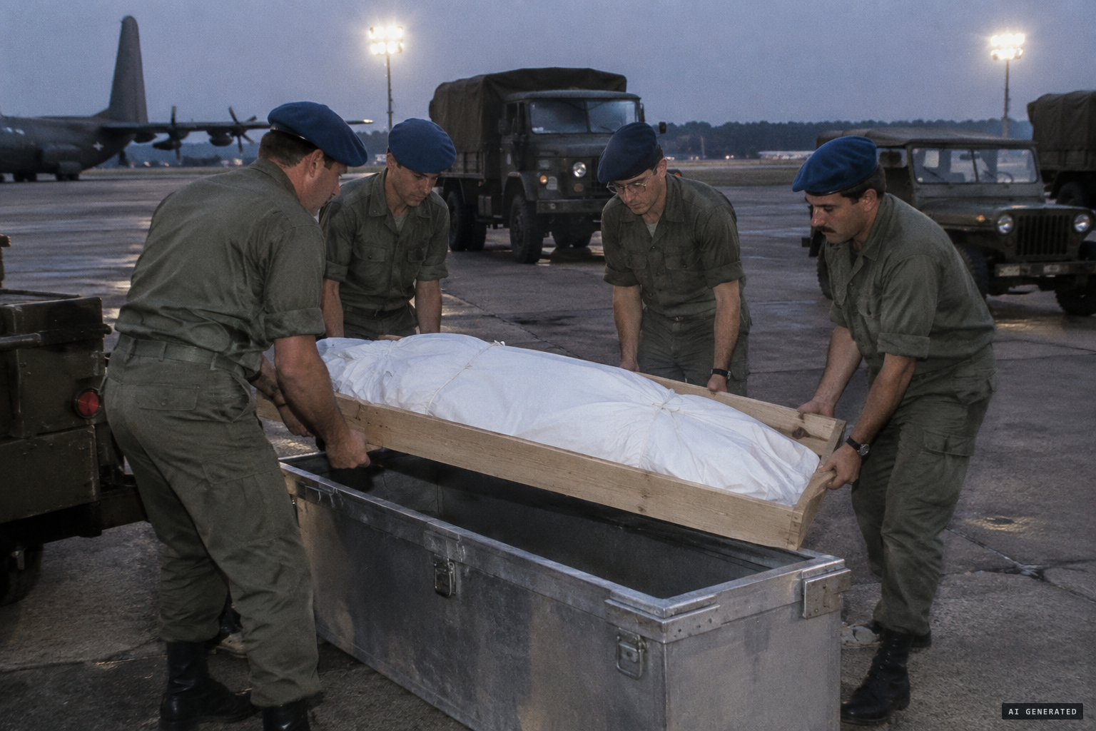 The body is covered, framed in wood and sealed in a silver container