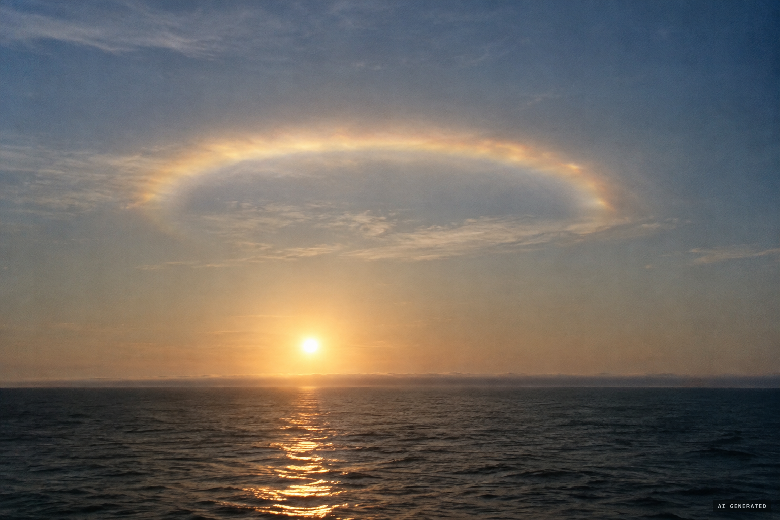 A lower tangent arc or mirage: an oblong glow brightest on its nose and back.