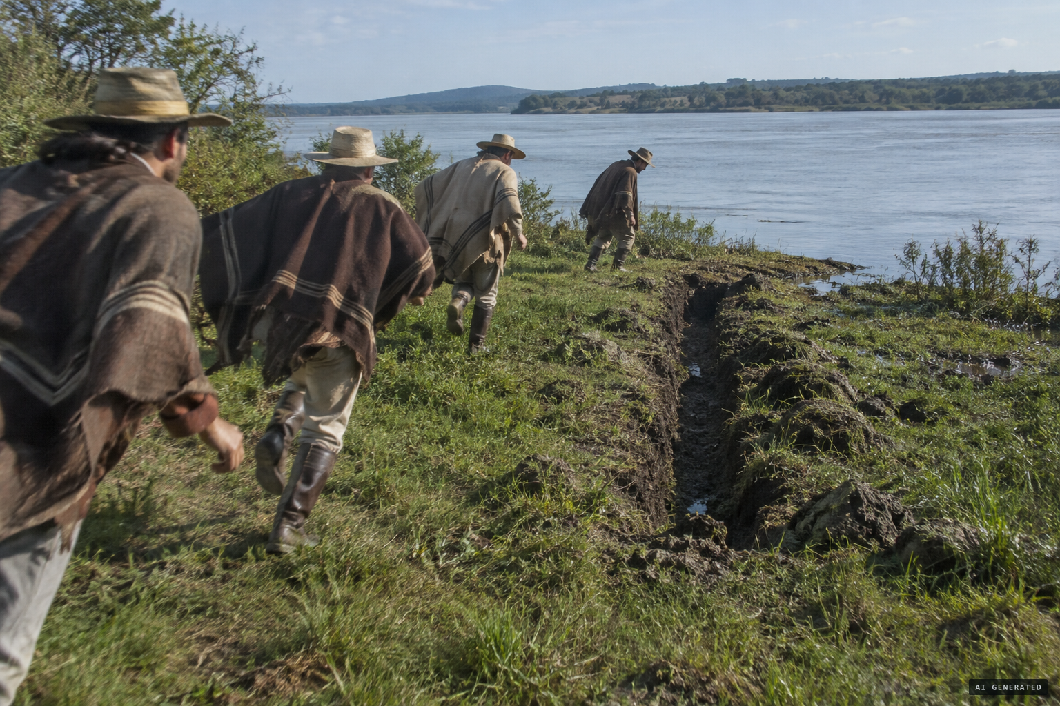 The neighbours arrive to find only a trench where the animal had been