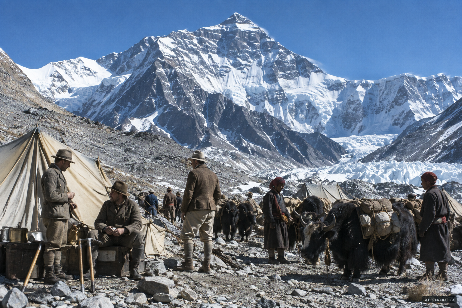 The Fourth British Everest Expedition on the north side of the mountain in Tibet, spring 1933
