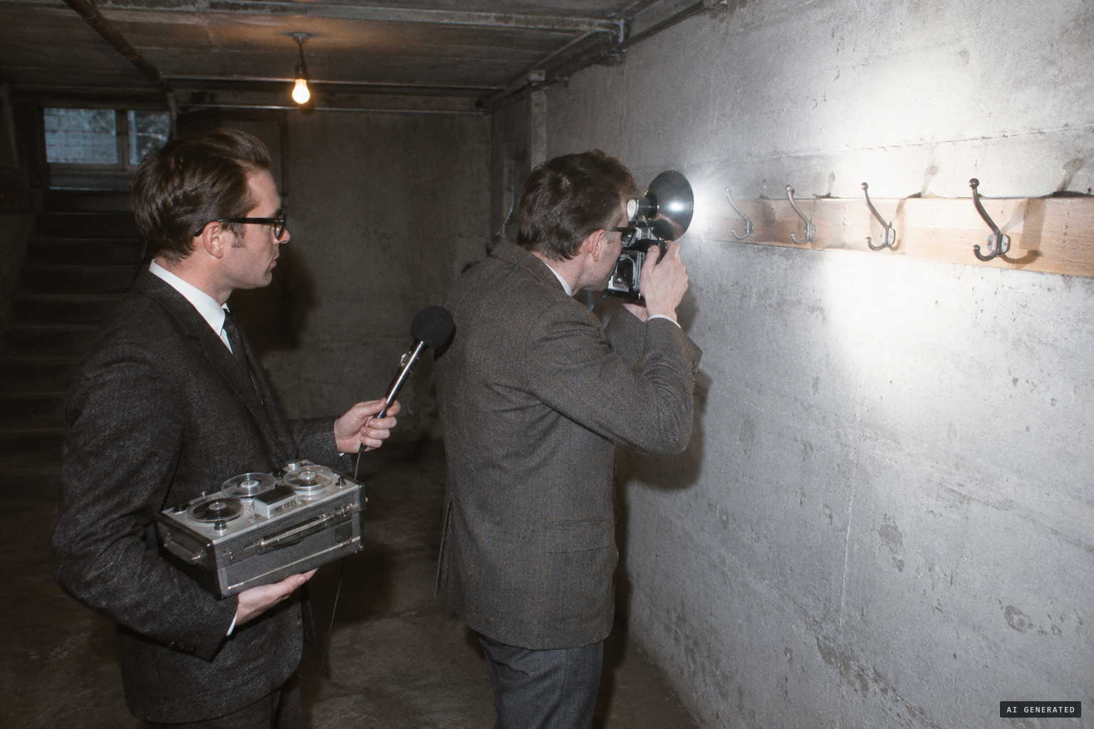 Flash photographs and tape recordings are made