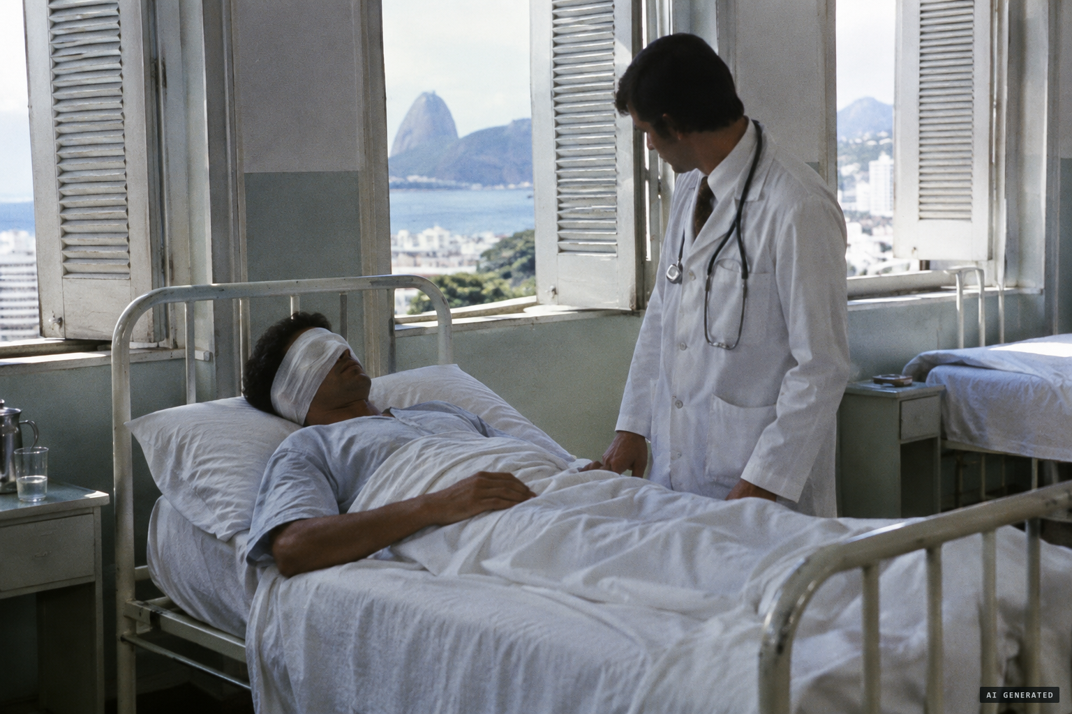 Almiro in hospital, blinded, for 14 days