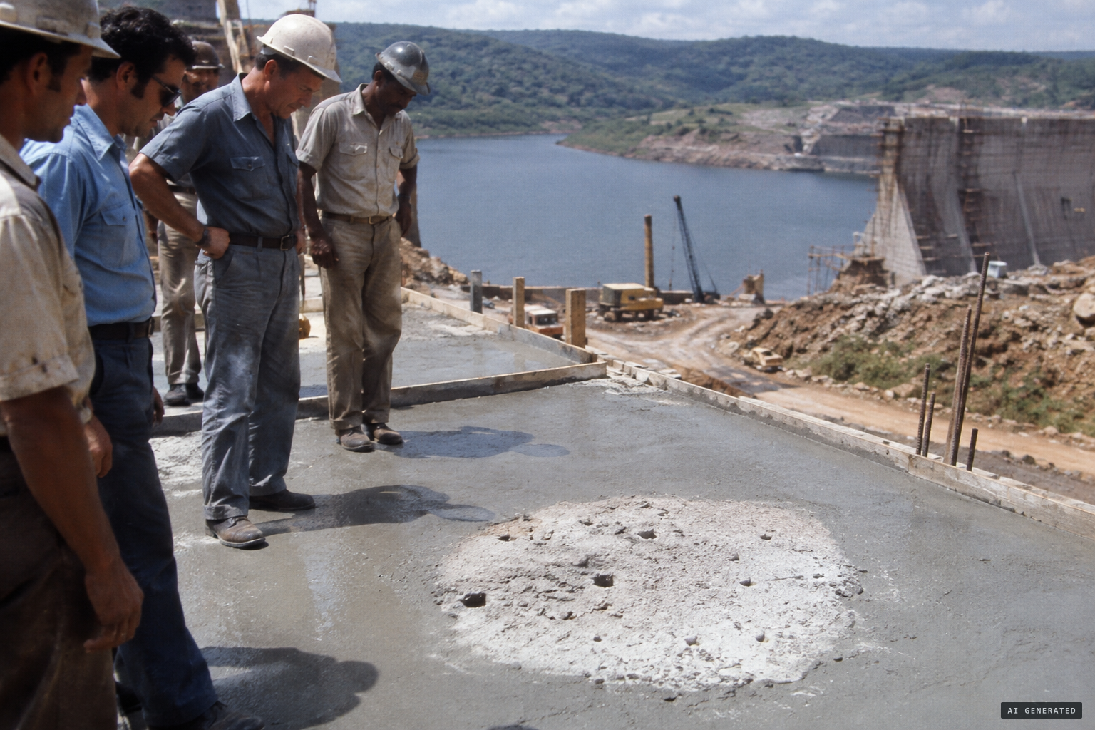 The dry circle in the cement where the object had hovered