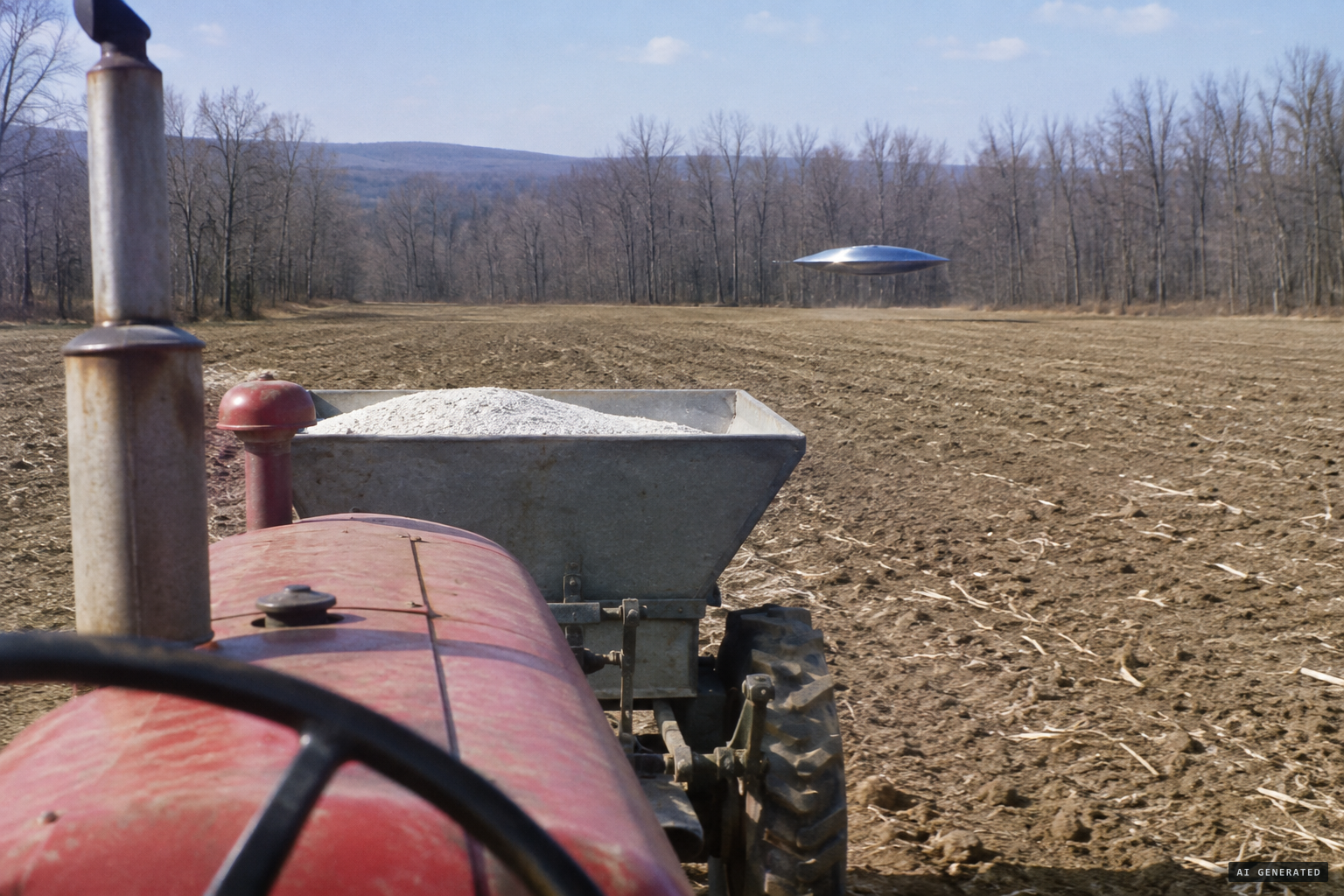 Spreading fertilizer, Wilcox notices something at the edge of the woods