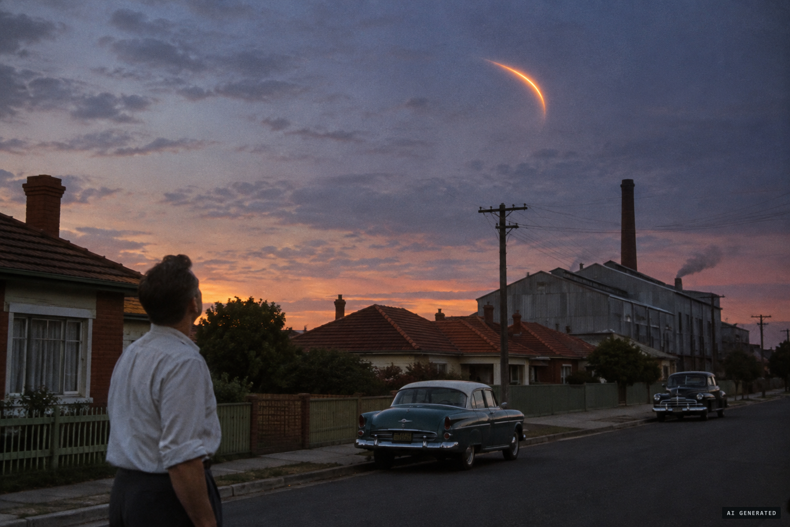 In Hindmarsh, an orange crescent flashes west to east, then comes back