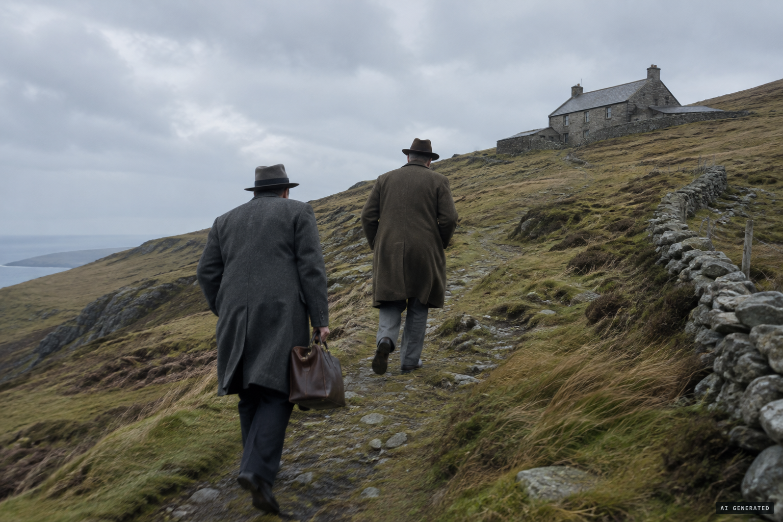 Harry Price and R. S. Lambert arrive to investigate