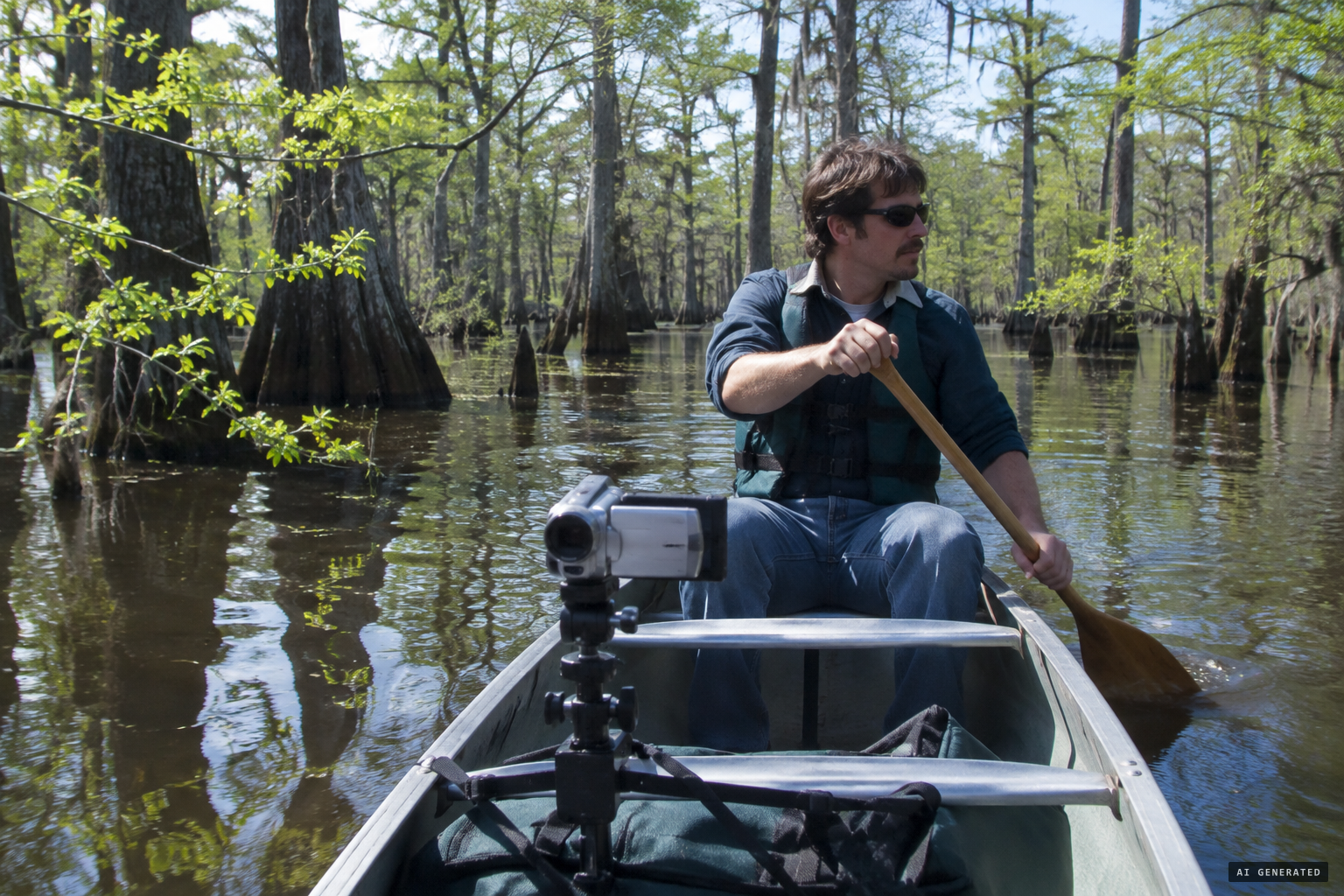 David Luneau's camera, left running in his canoe, catches a blurry bird