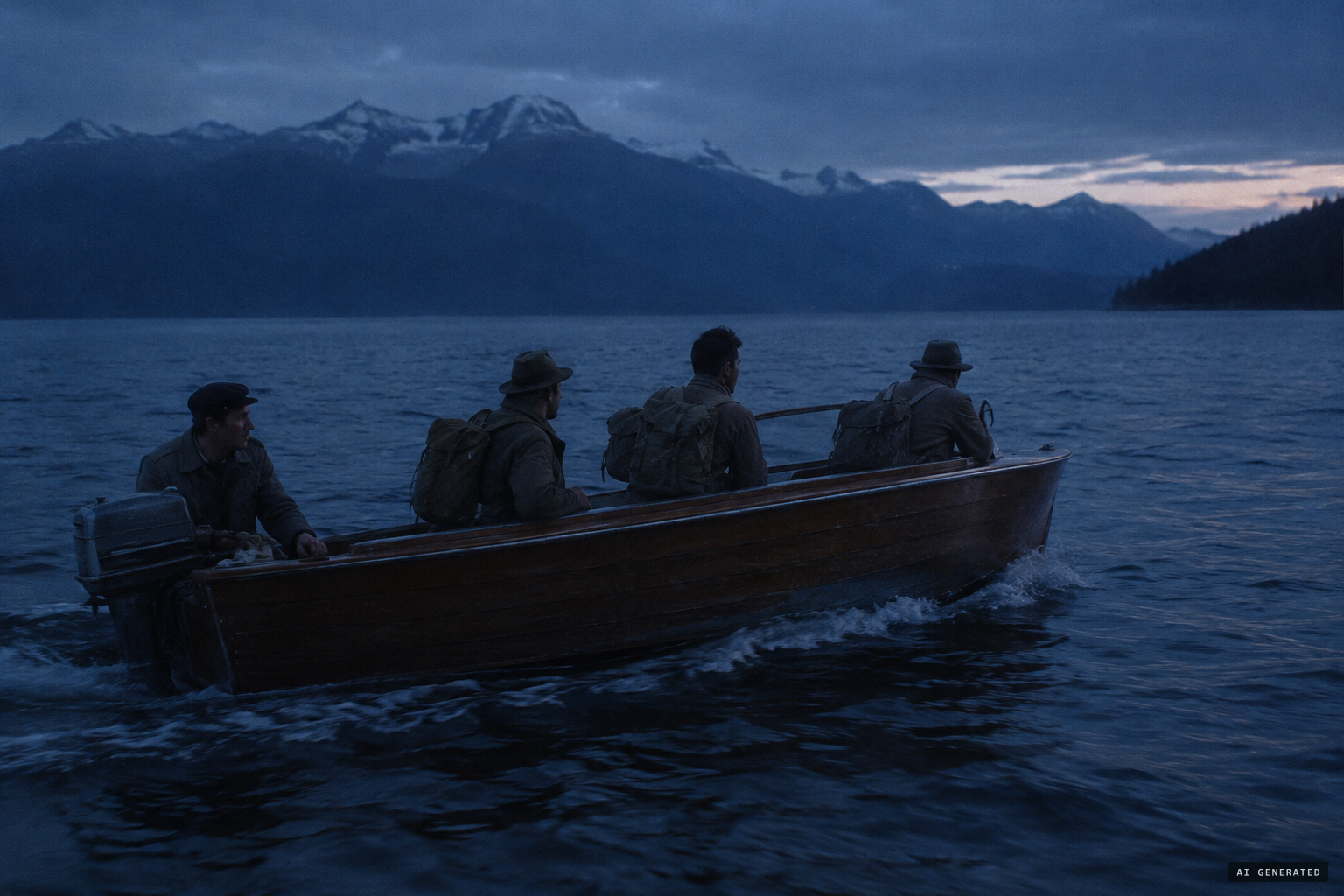 20 November 1948: the party boards the Takatumu at about 3:30 am to cross the lake.