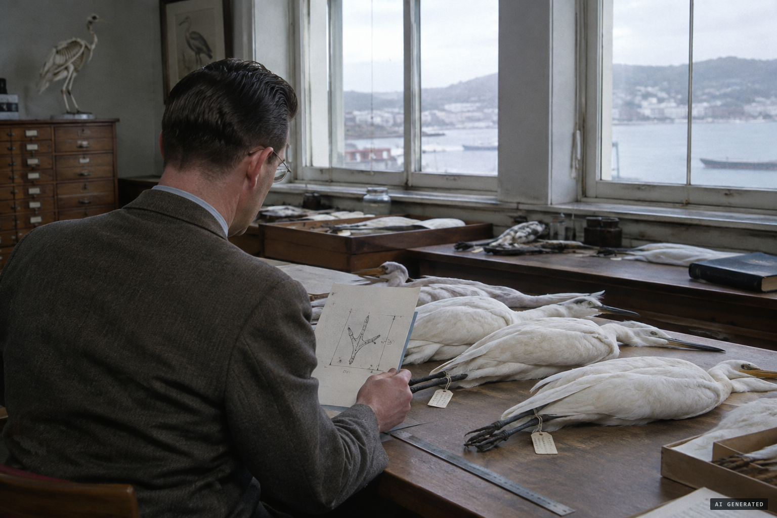 Falla first puts Orbell's April measurements down to a white heron.