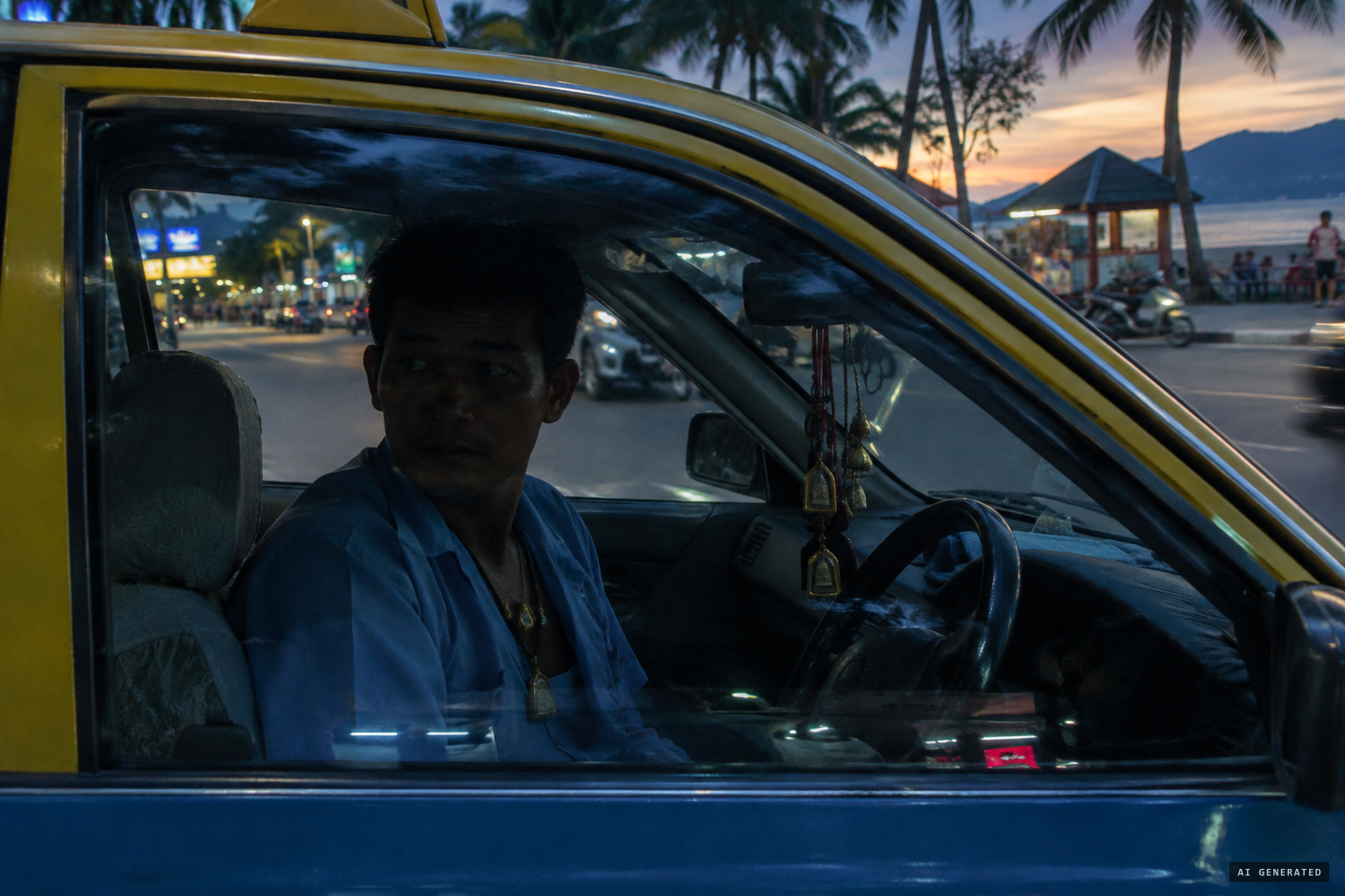 Lek wears religious charms for protection but still cannot drive at night