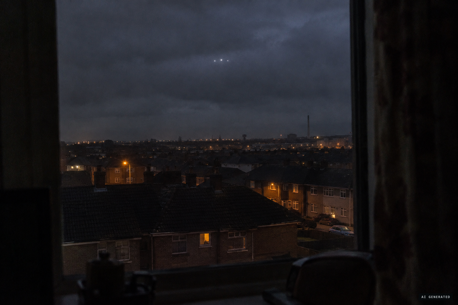 Three white objects under a cloudy East End sky, and a man in Baillieston who heard voices