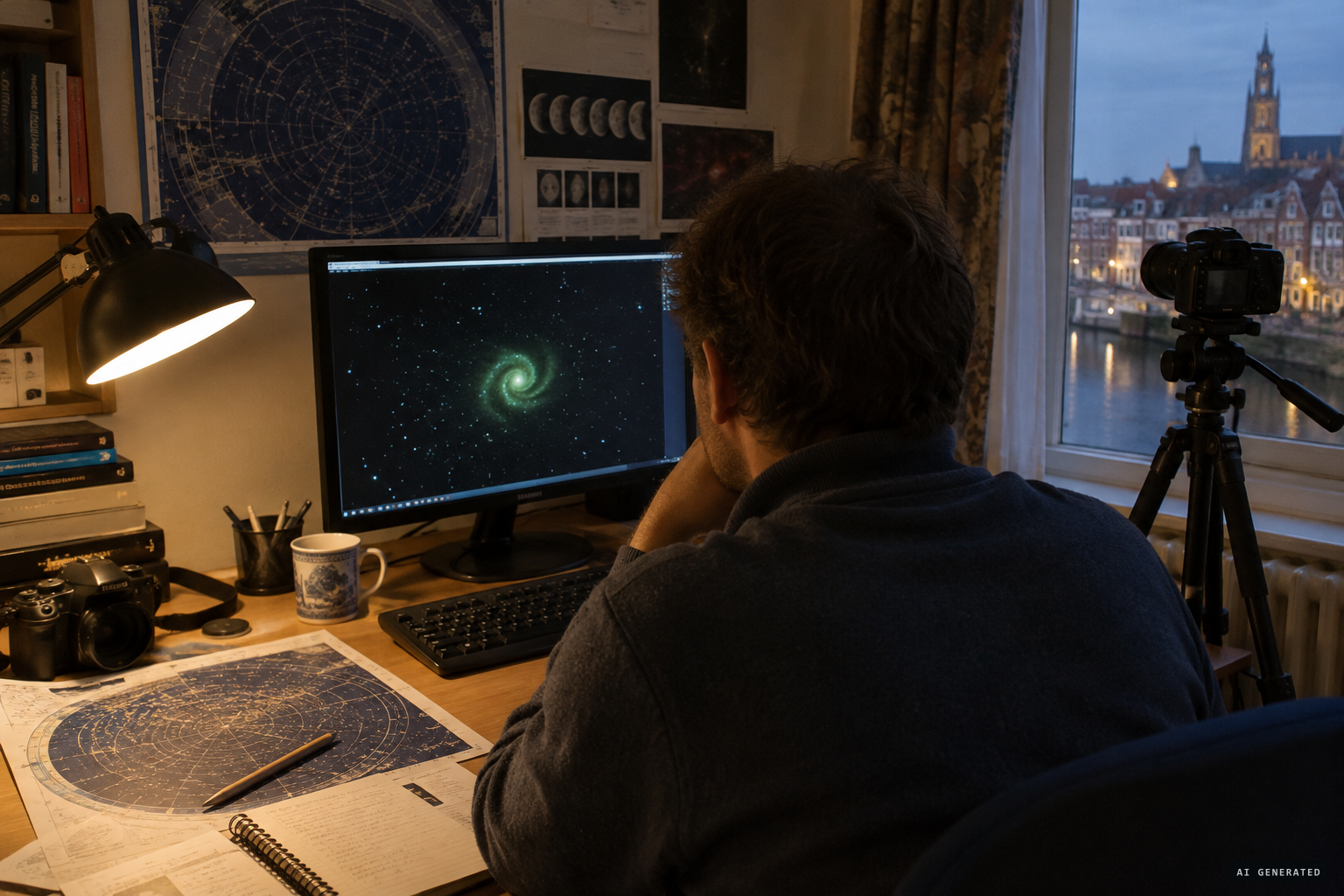Marco Langbroek measures the spiral against the background stars