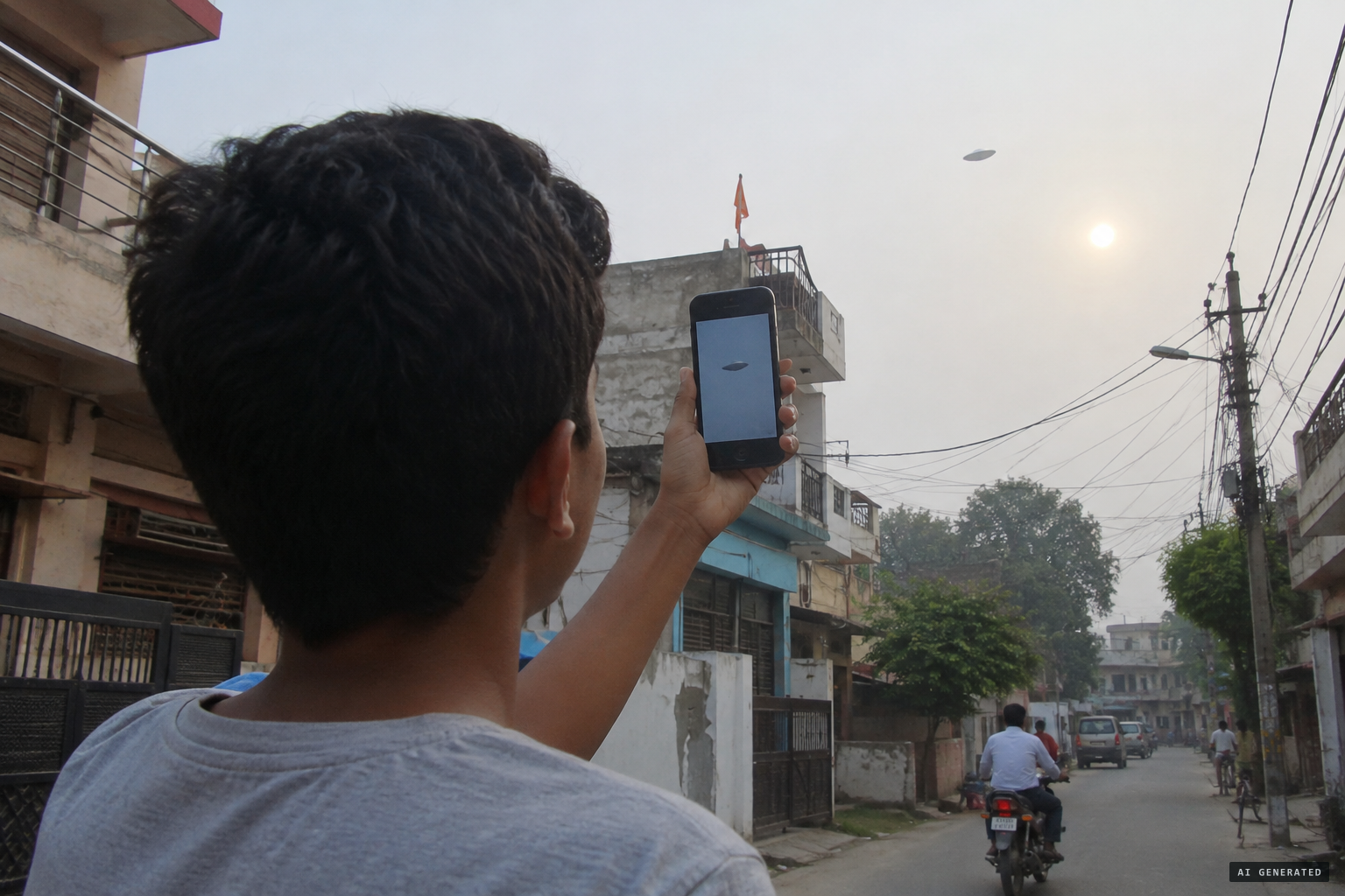 A boy in Kanpur photographs a 'too perfect' saucer on his father's phone