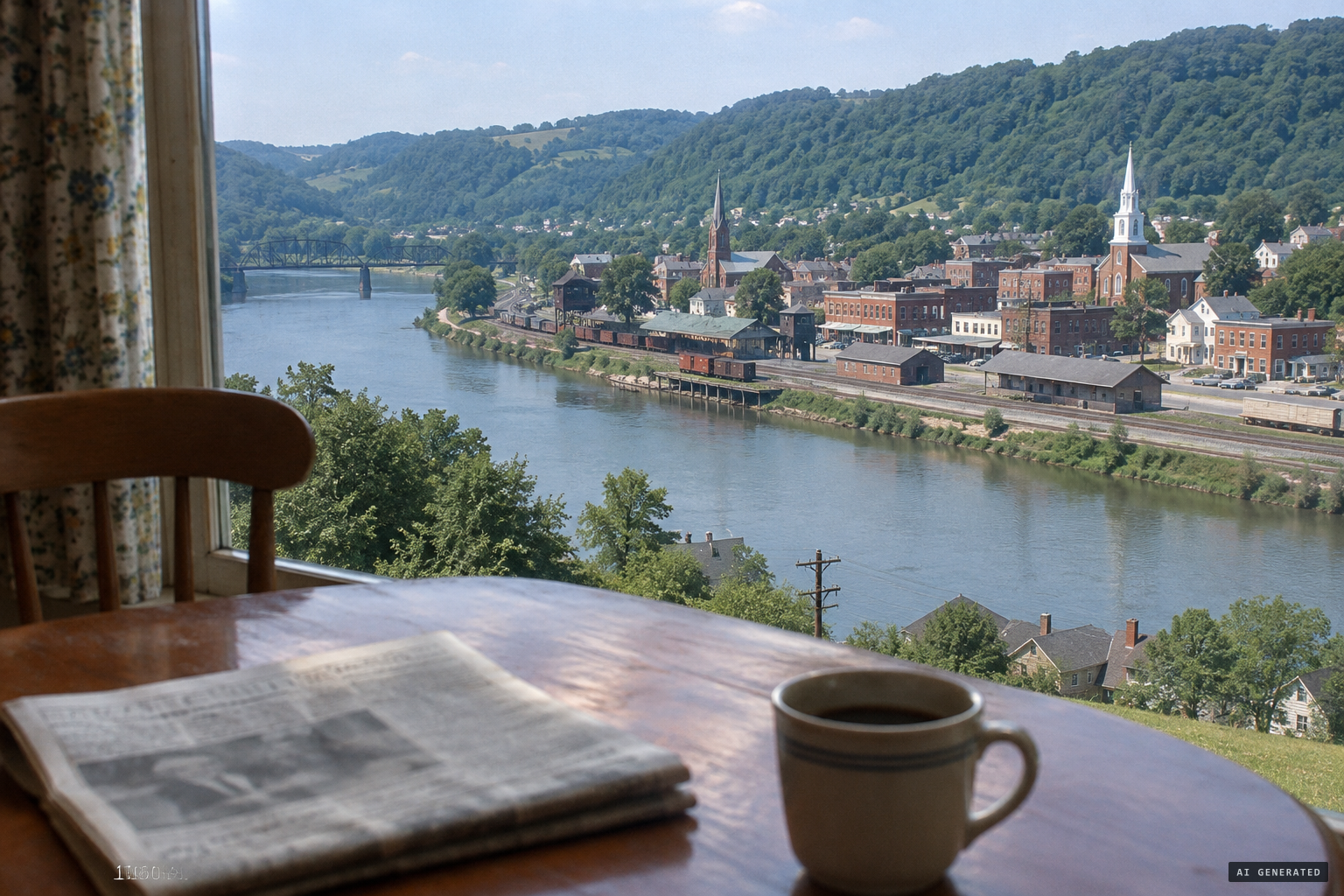 Grafton on the Tygart Valley River, where the Sentinel ran the Sister Lakes monster story