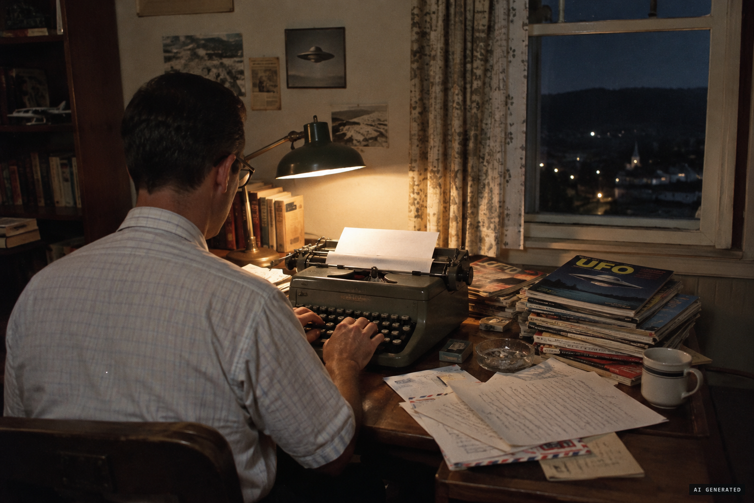 Gray Barker's desk, where he and Cockrell began an unfinished UFO Magazine article