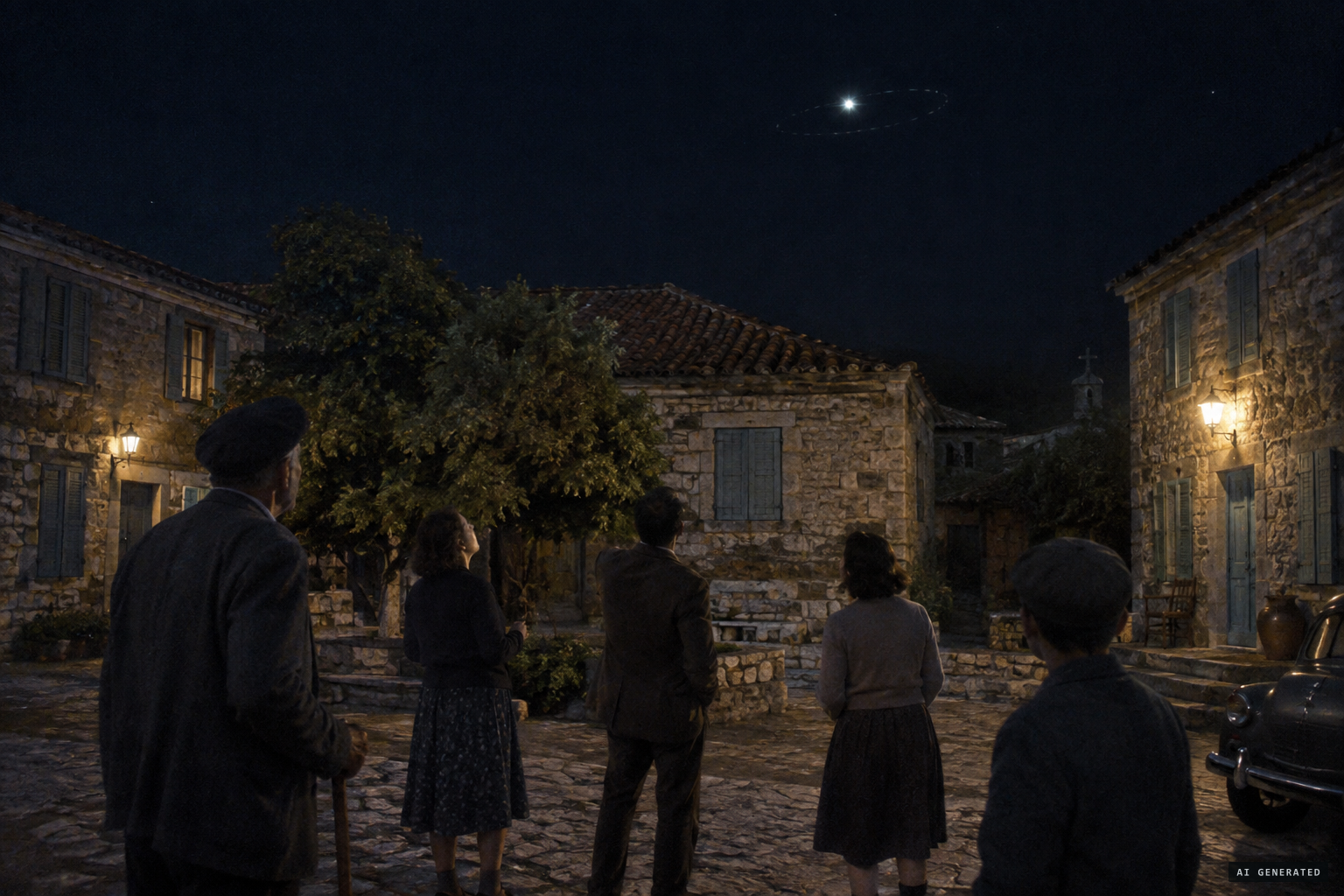 At Vrisa, a star-like bright spot moves in small circles