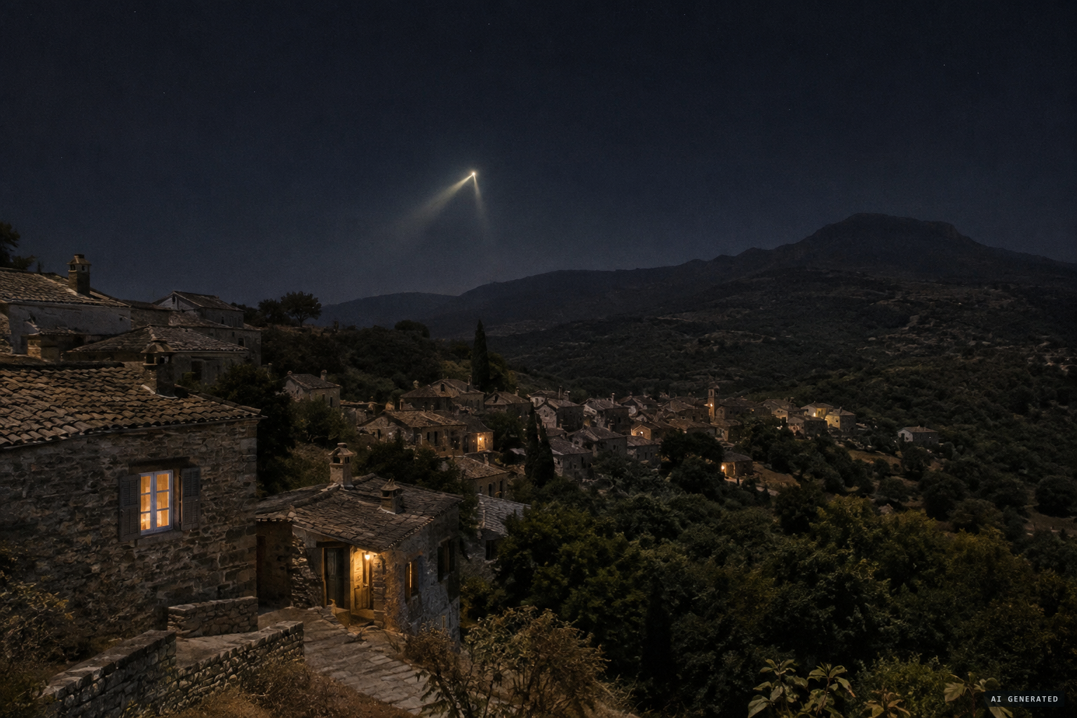 Agiasos: a telegram, a crowd, and one light that became two