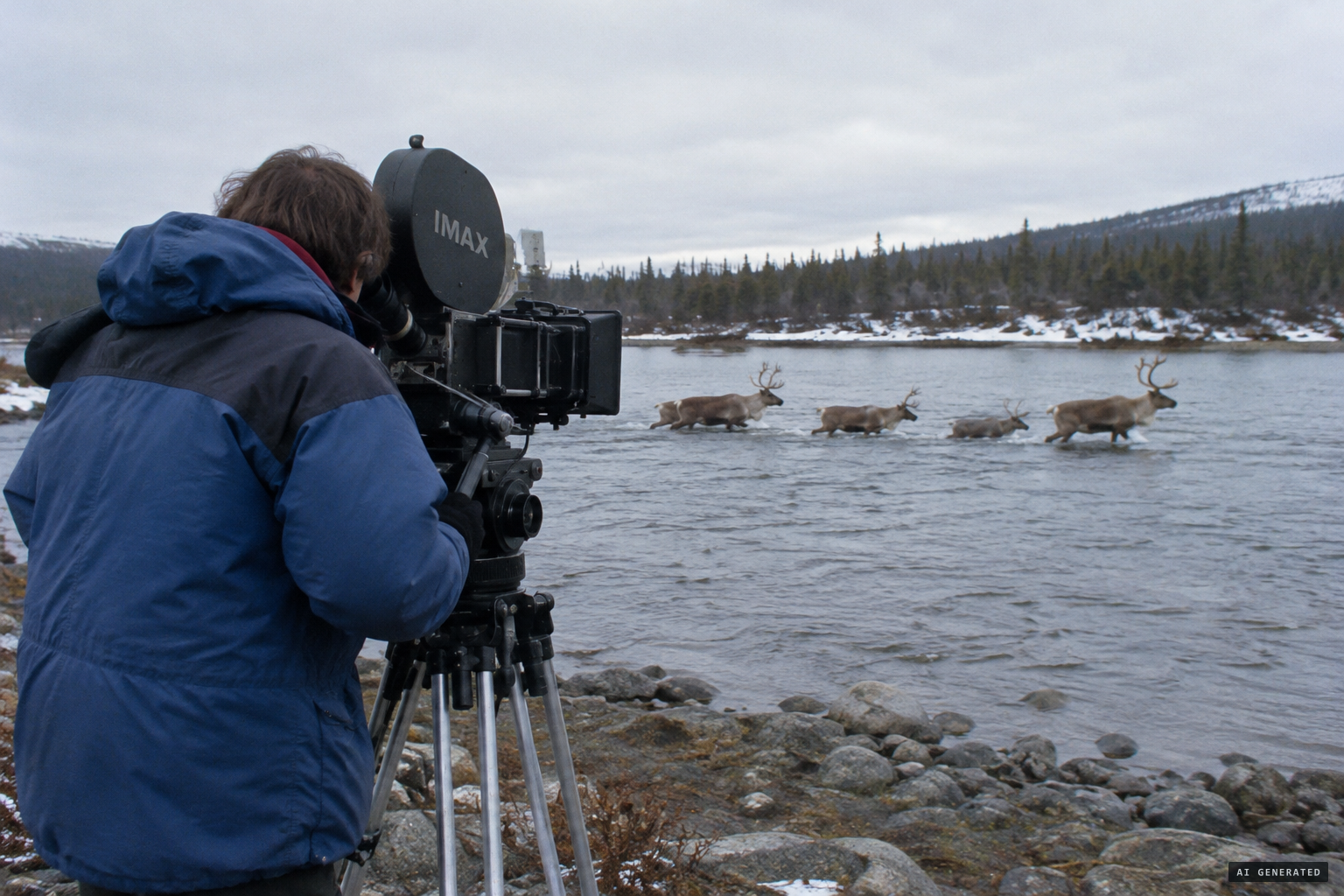 Nobody on the riverbank saw it; the figure exists only on film.