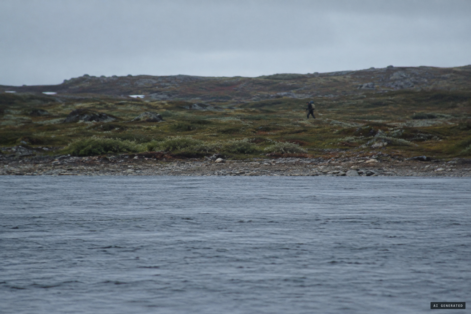 Sceptics' reading: a hunter, a man with a backpack, or a crew member.