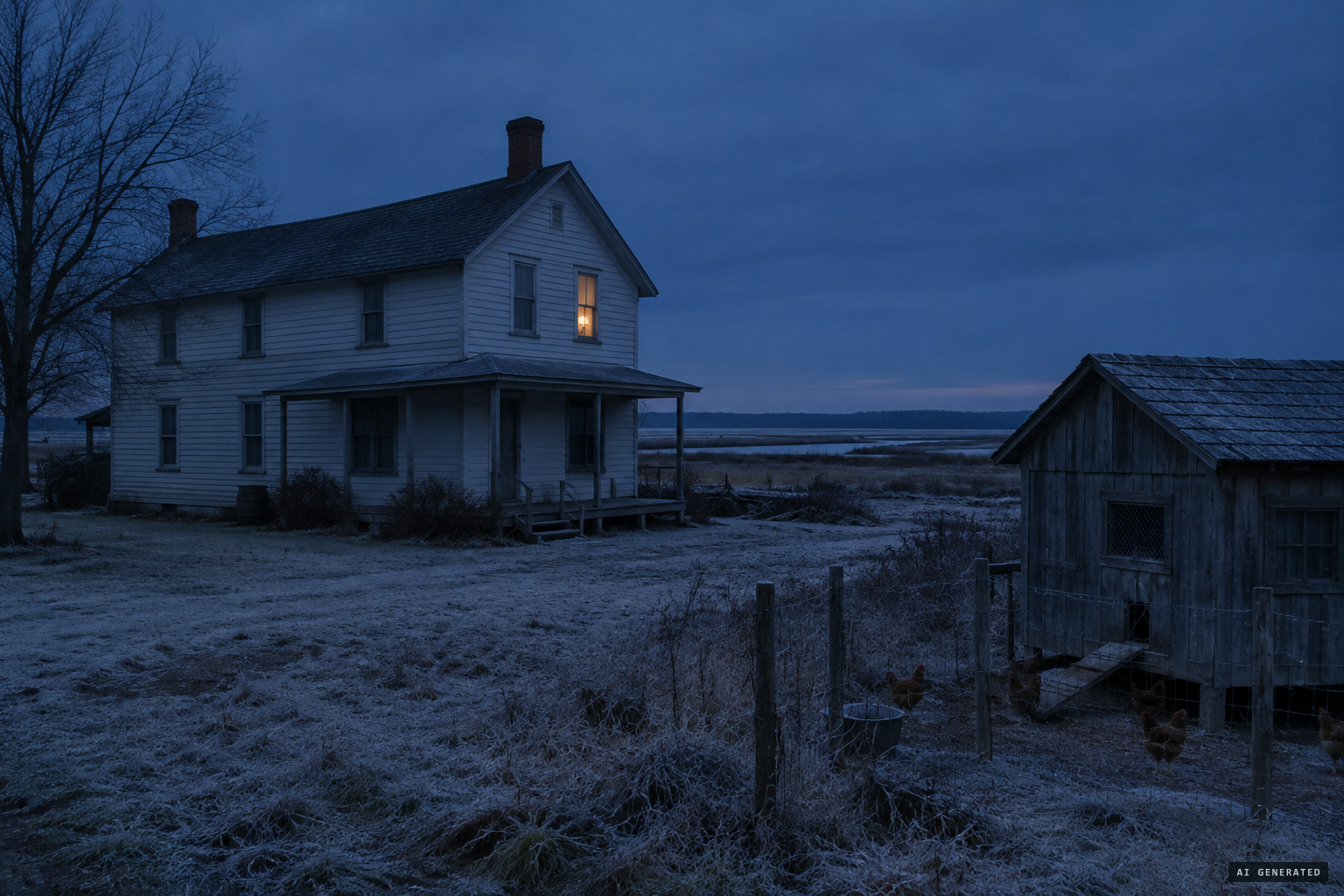 The Glaspell farm near Bacon's Neck, before daybreak