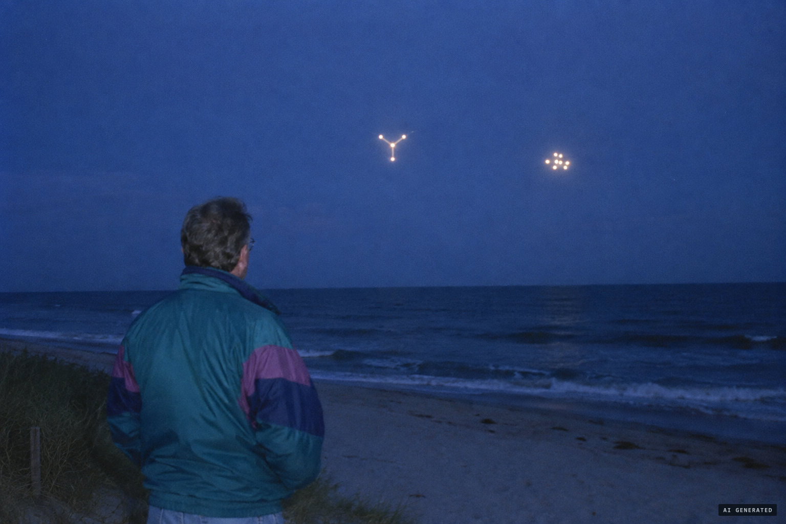 Witnesses on Usedom see a Y-shape and a cluster "like a bunch of grapes"