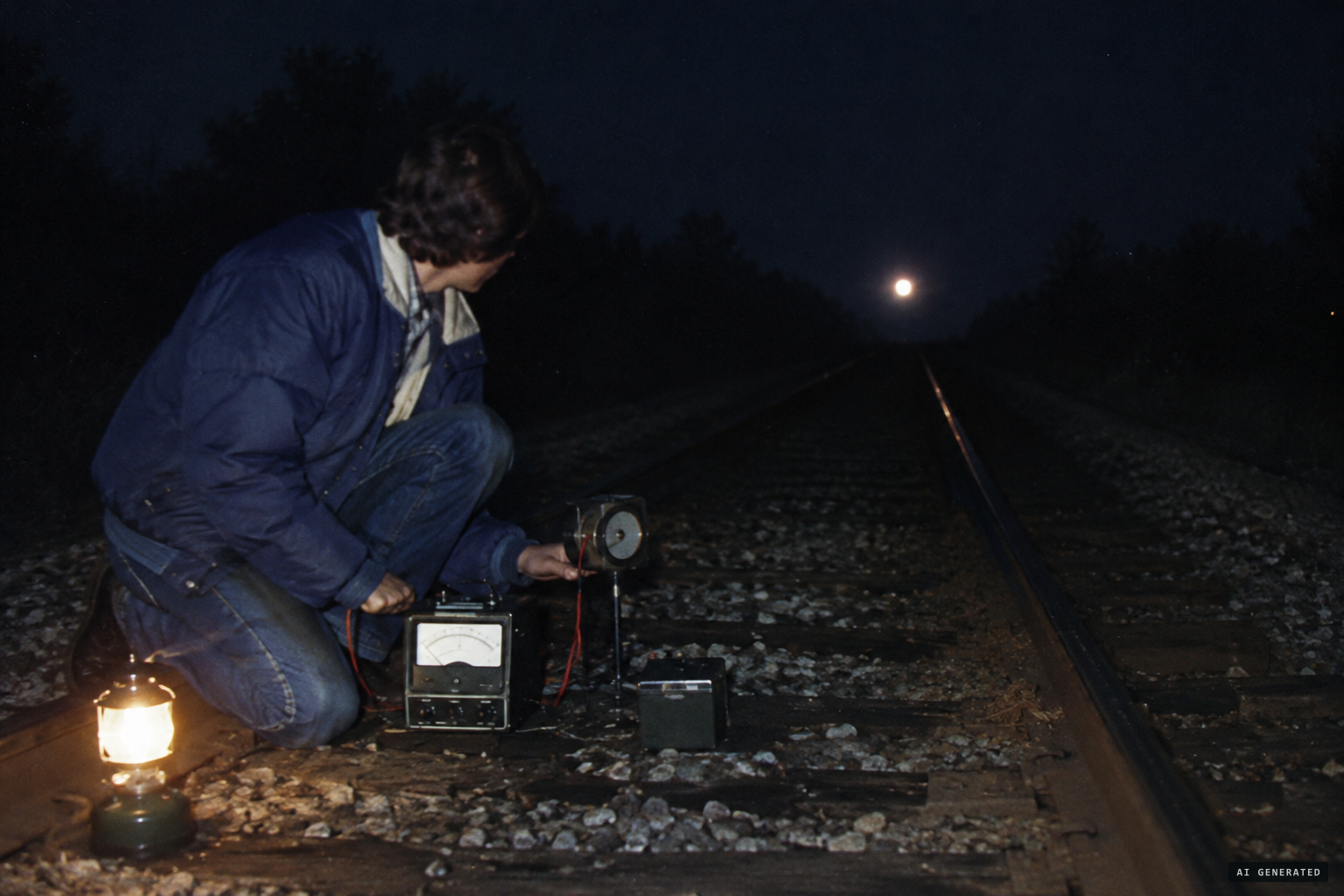 Mike Clingan measures the light with a galvanometer