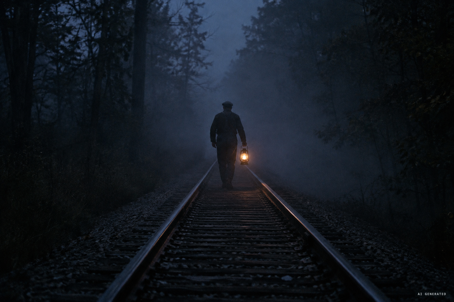 Legend: a beheaded railroad worker walks the tracks with his lantern