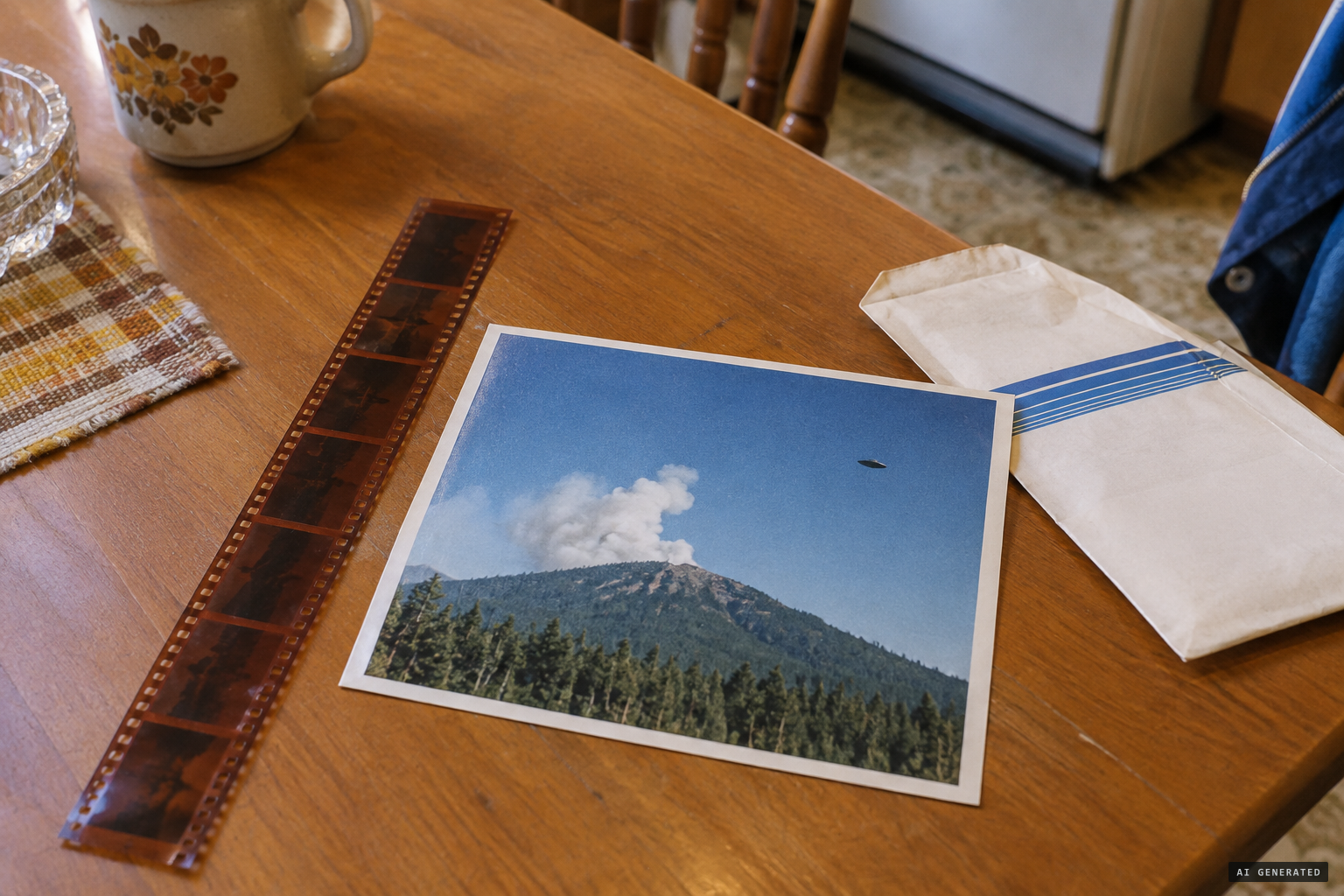 Days later the developed frame showed a sharp disc-like object above and right of the peak