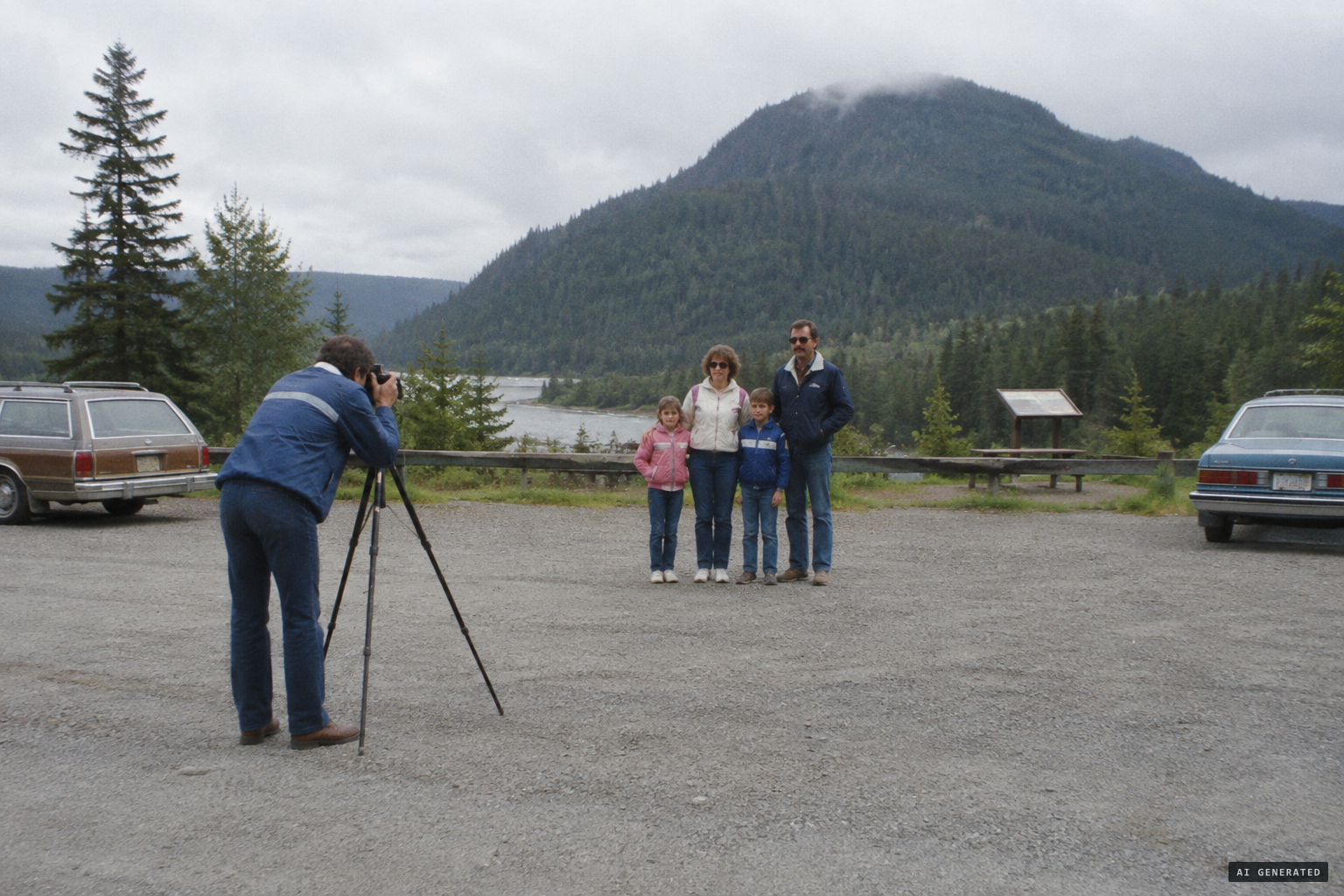 Richard Haines re-enacted the photograph at the site with the McRoberts family
