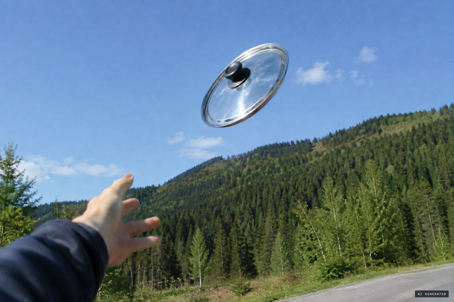 Sceptics suggest a thrown object such as a hubcap, pan lid or frisbee