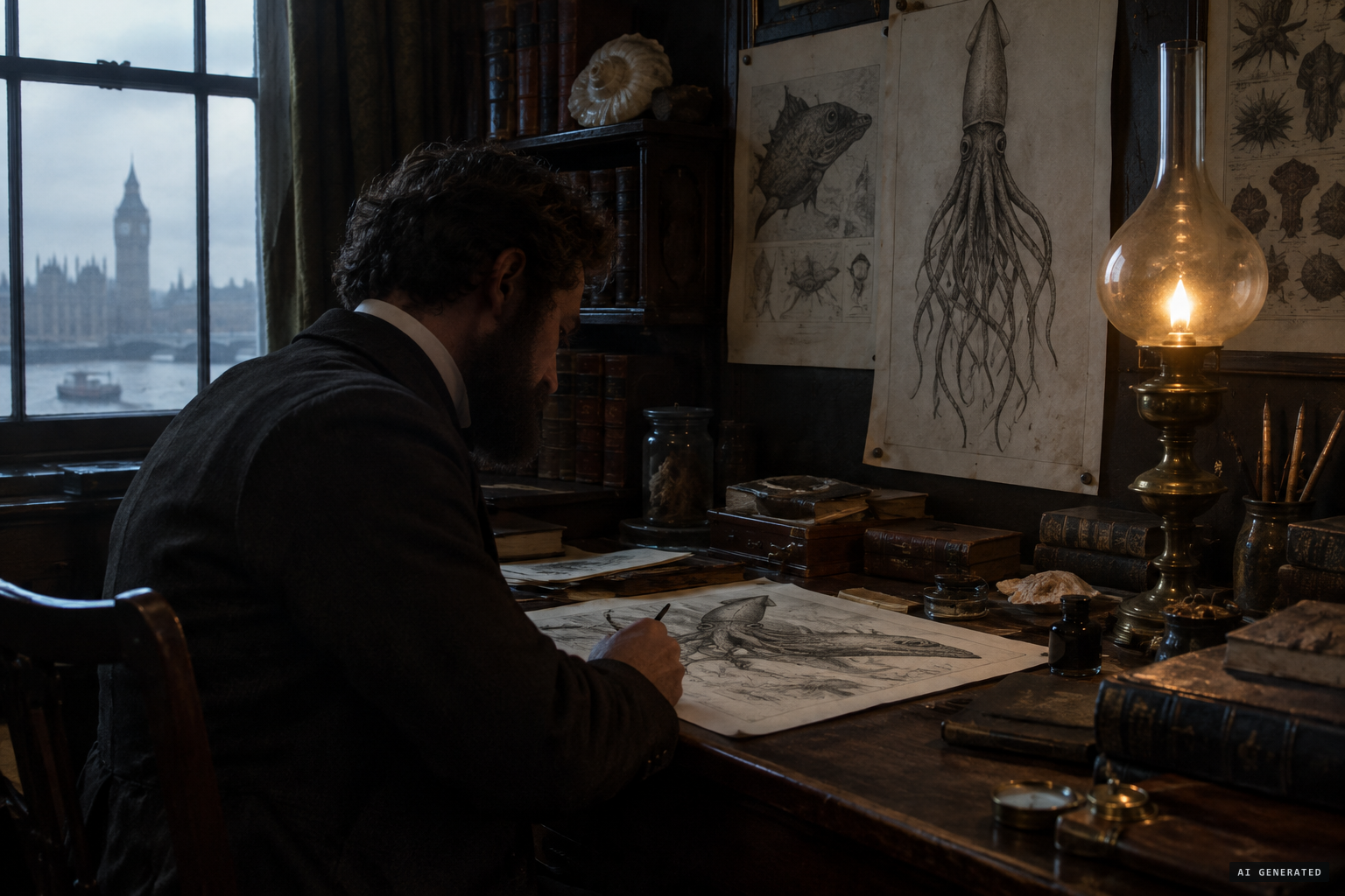 Henry Lee redraws Bing's sketch and argues for a giant squid.